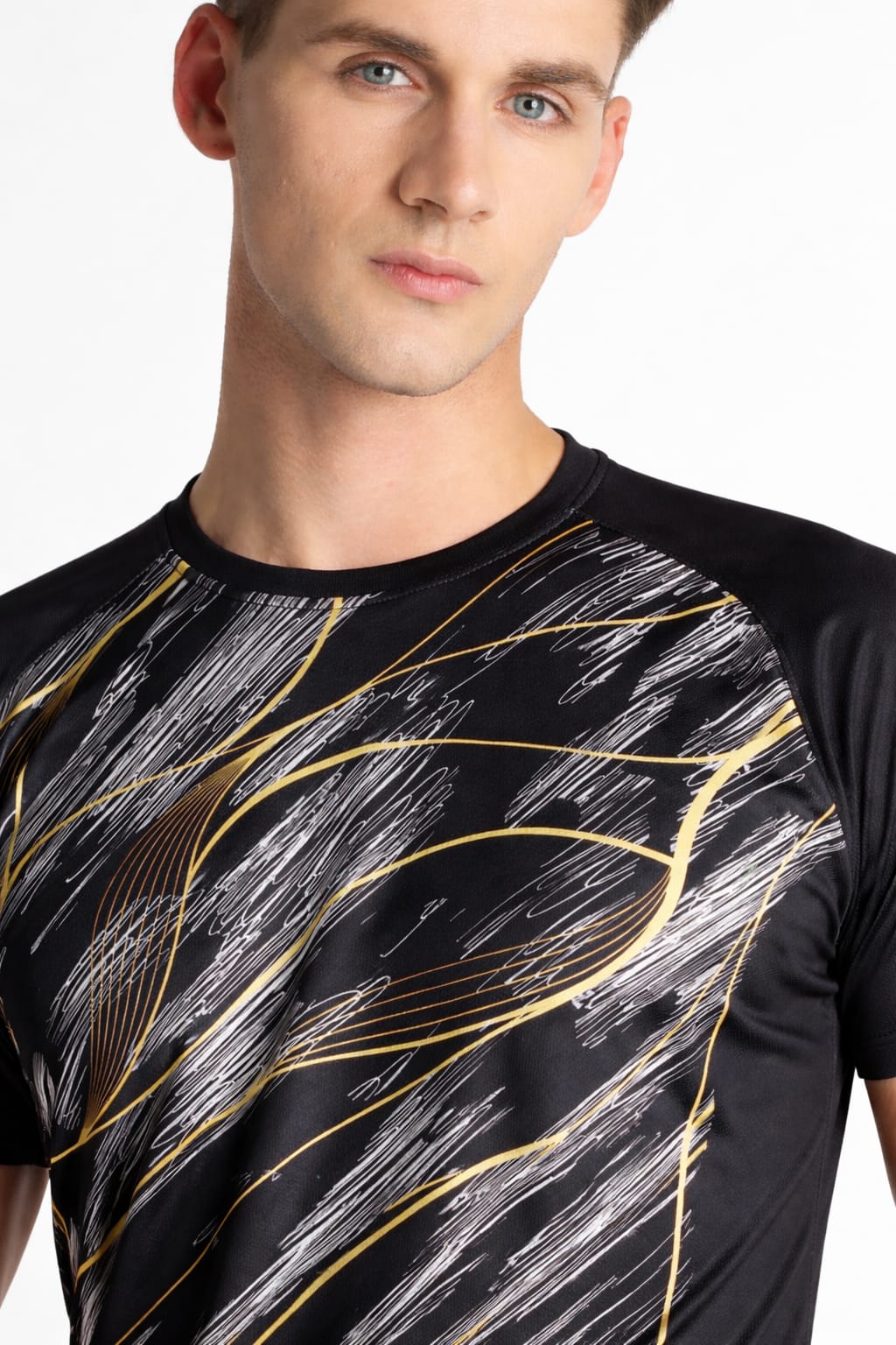 XTEX Abstract Print Jersey | Black Lightweight Moisture-Wicking Sports Tee
