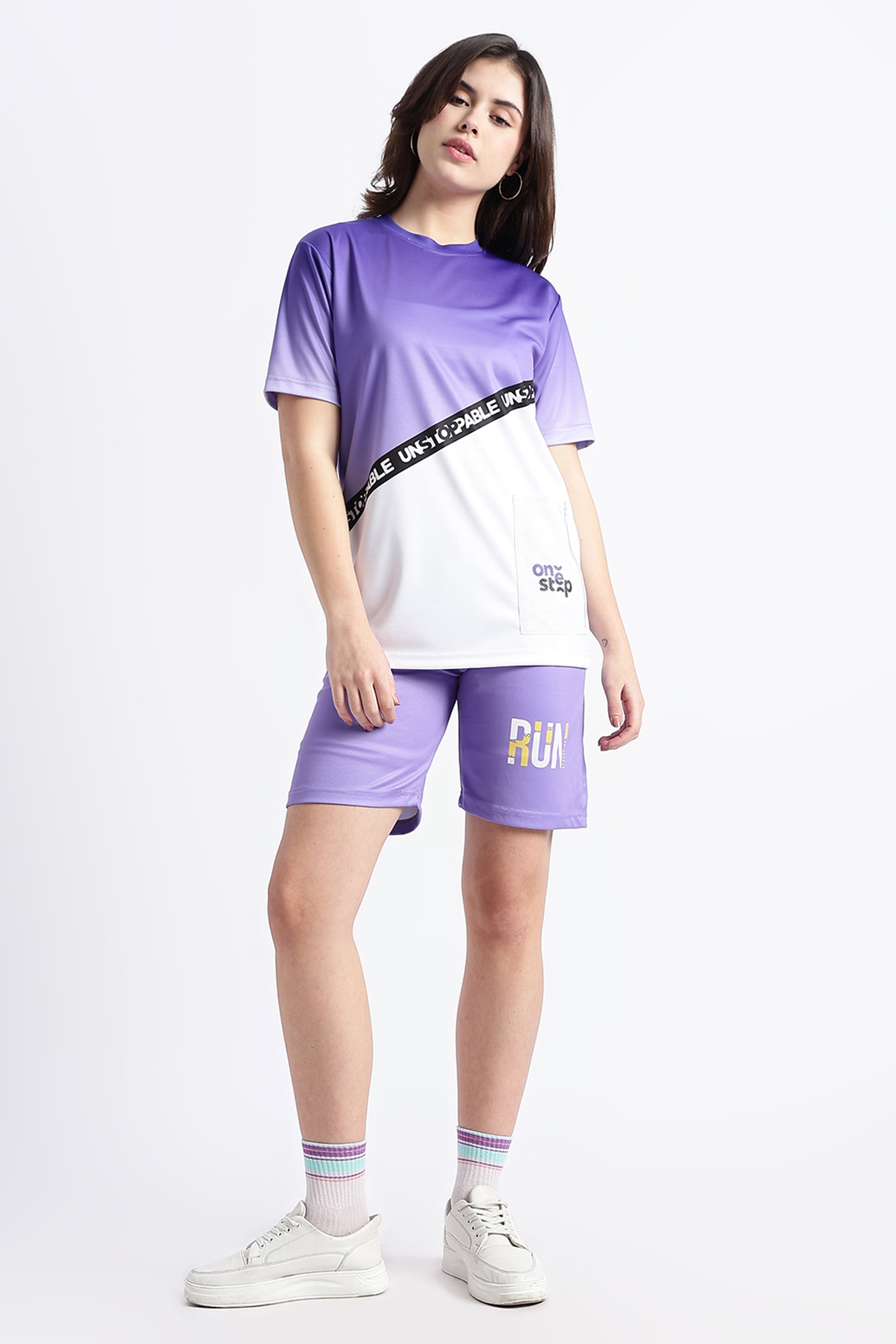 Purple & White Athletic jersey | Breathable Run Wear | One Step