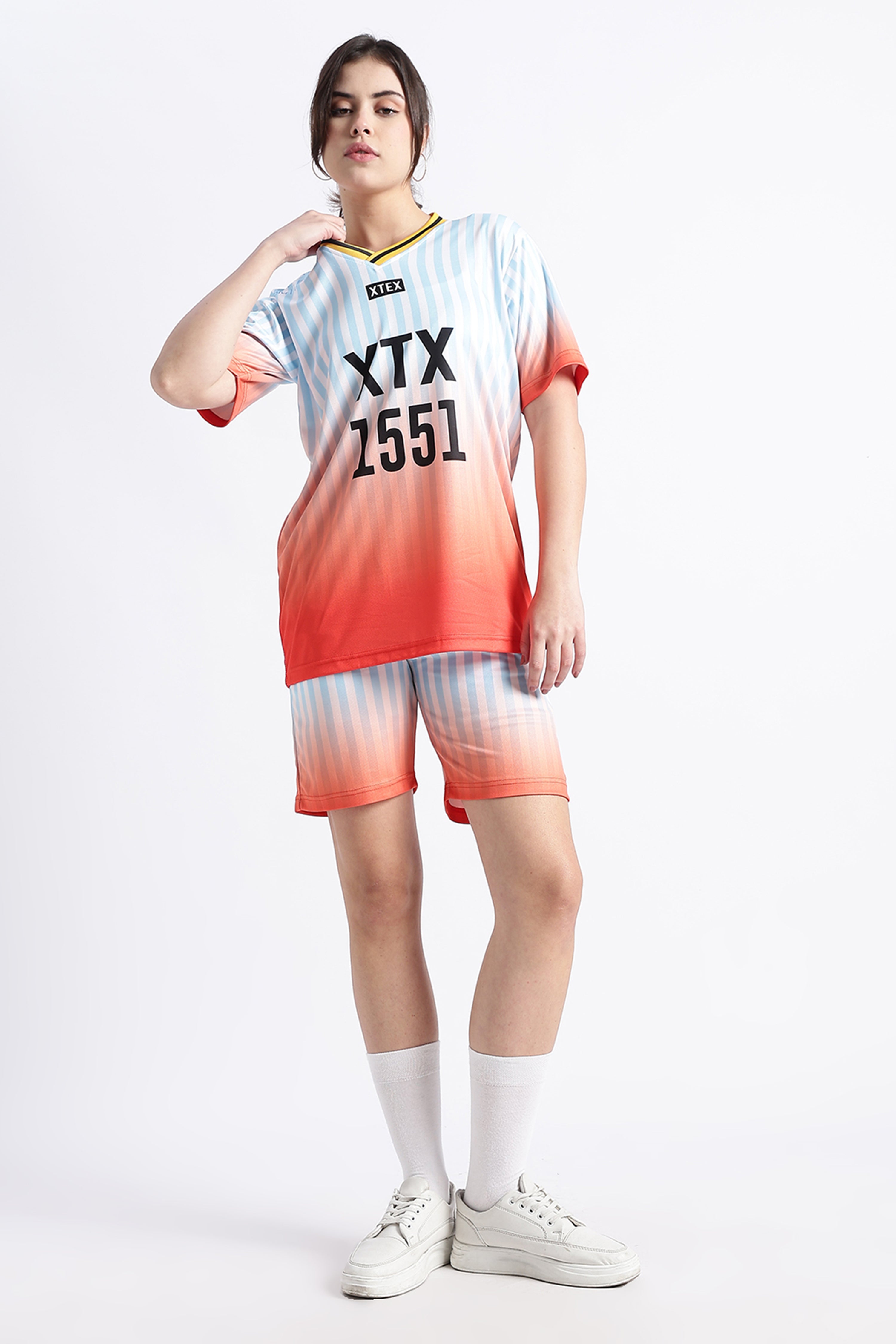 Orange Gradient Striped Athletic Jersey | XTX 1551 Sportswear