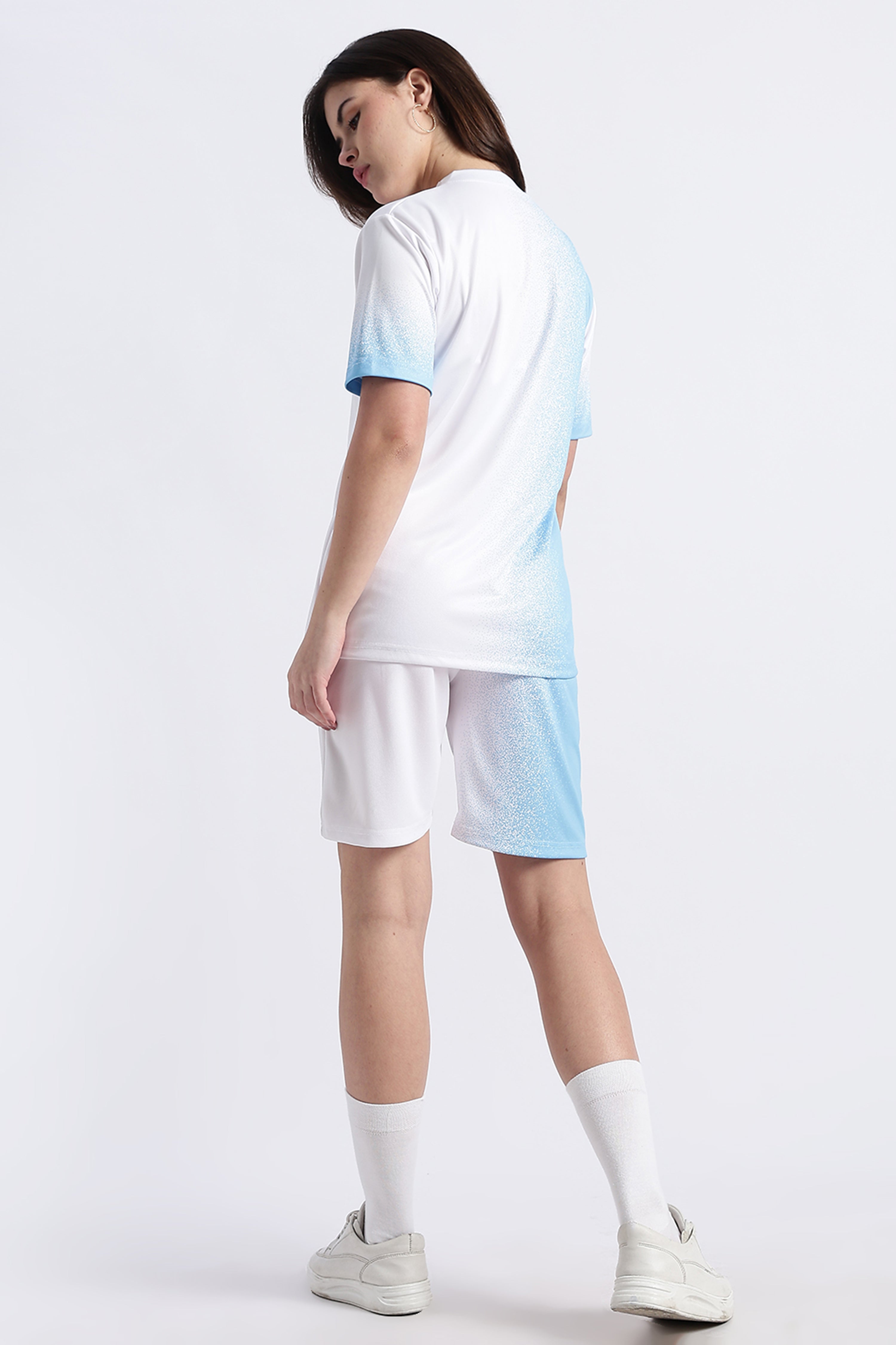 White & Blue Gradient XTEX Athletic Jersey | Lightweight Sportswear Tee