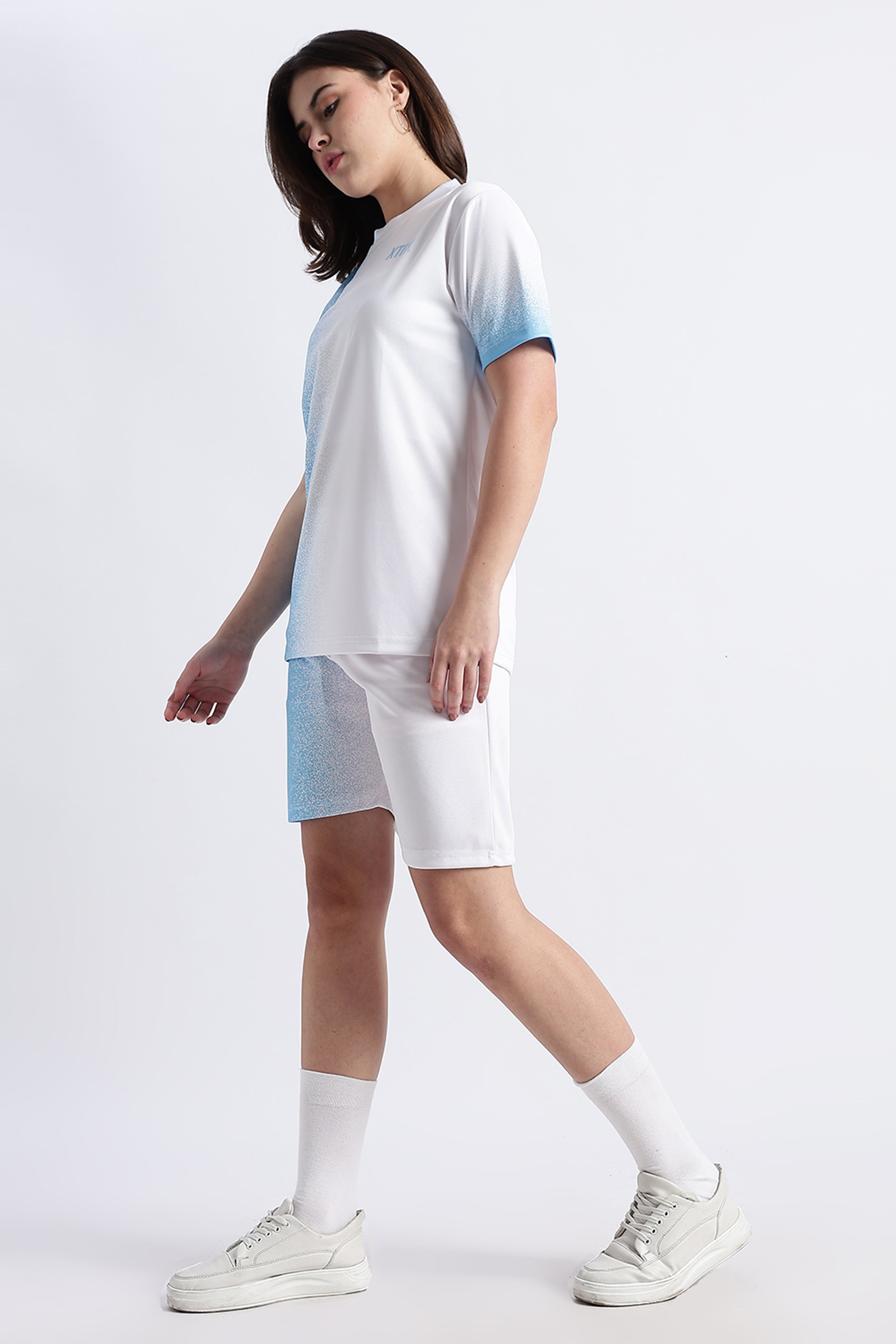 White & Blue Gradient XTEX Athletic Jersey | Lightweight Sportswear Tee
