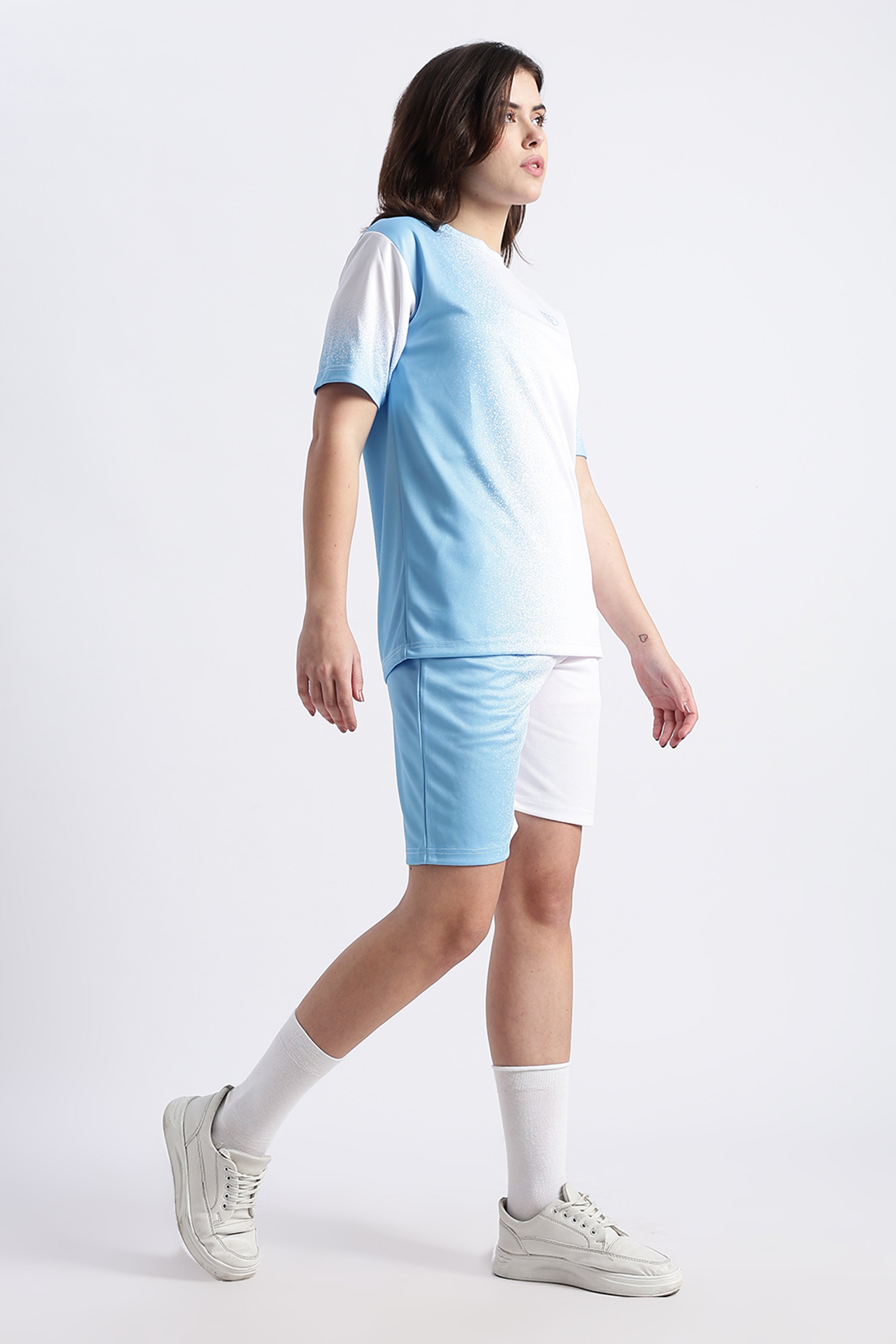 White & Blue Gradient XTEX Athletic Jersey | Lightweight Sportswear Tee