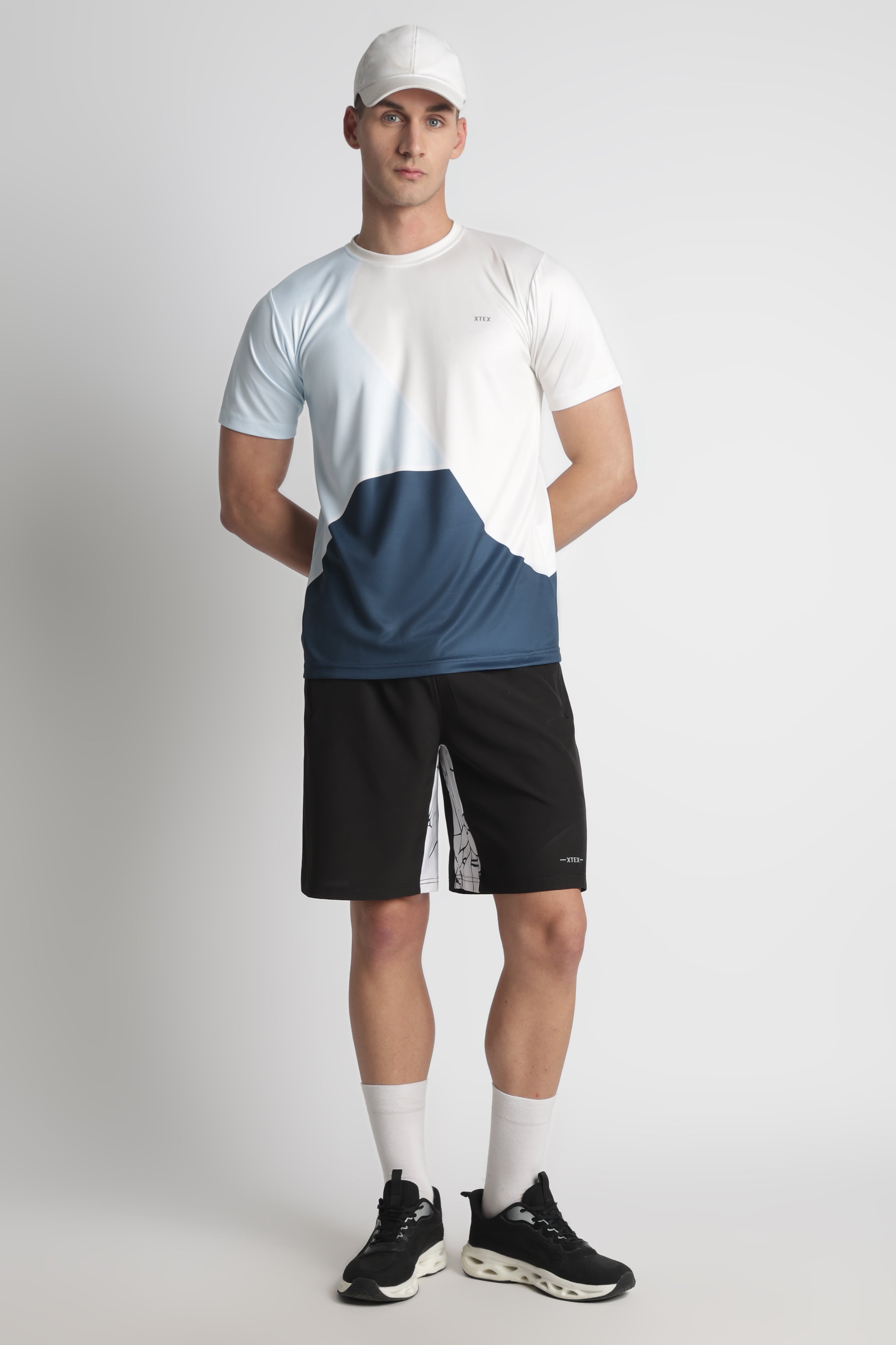 White & Blue Colorblock Athletic Jersey – Breathable Activewear | Xtex