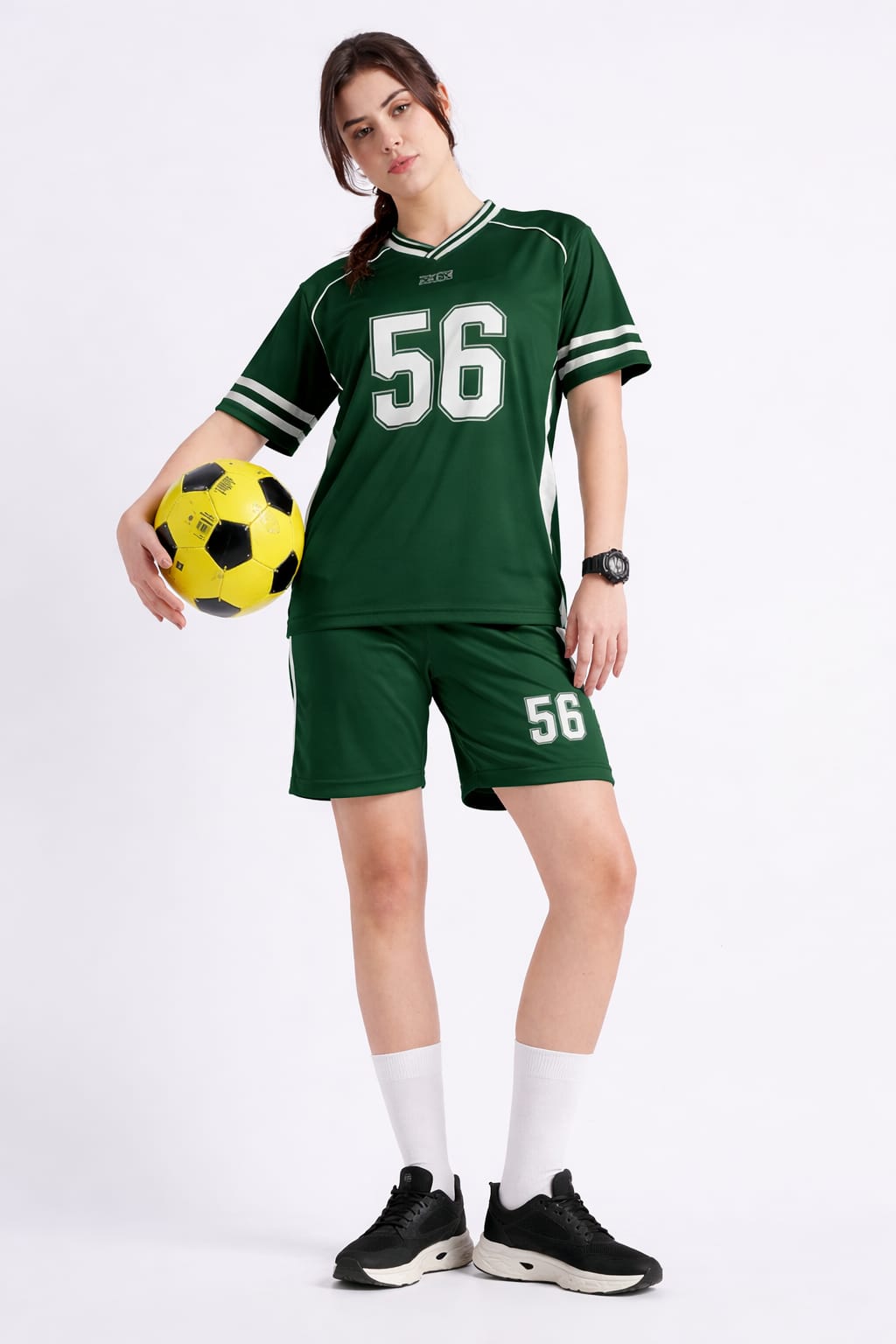 Women's XTEX Number 56 Jersey | Green Lightweight Football Sports Tee