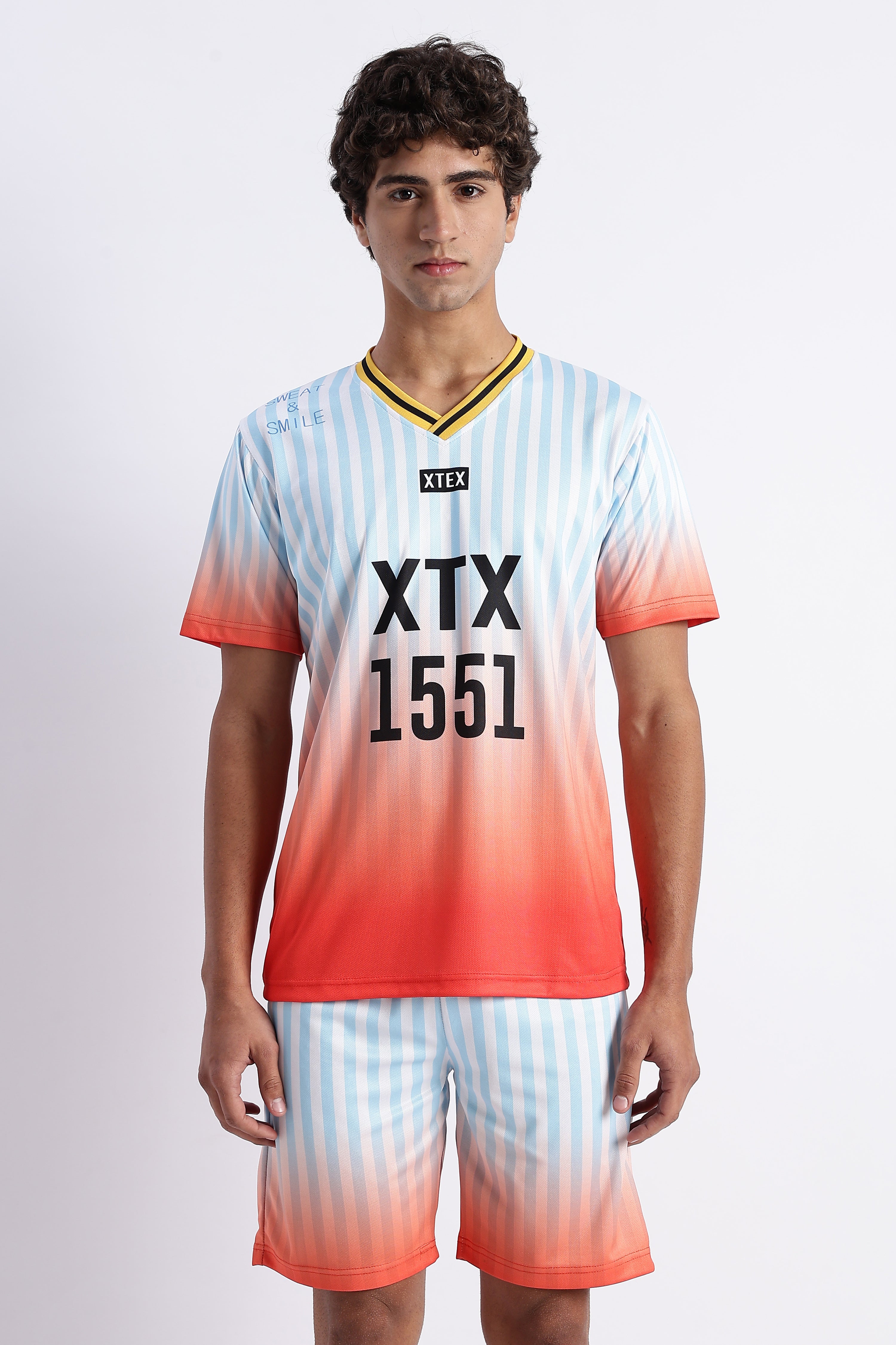 XTEX Gradient Jersey – Light Blue & Orange Football Tee