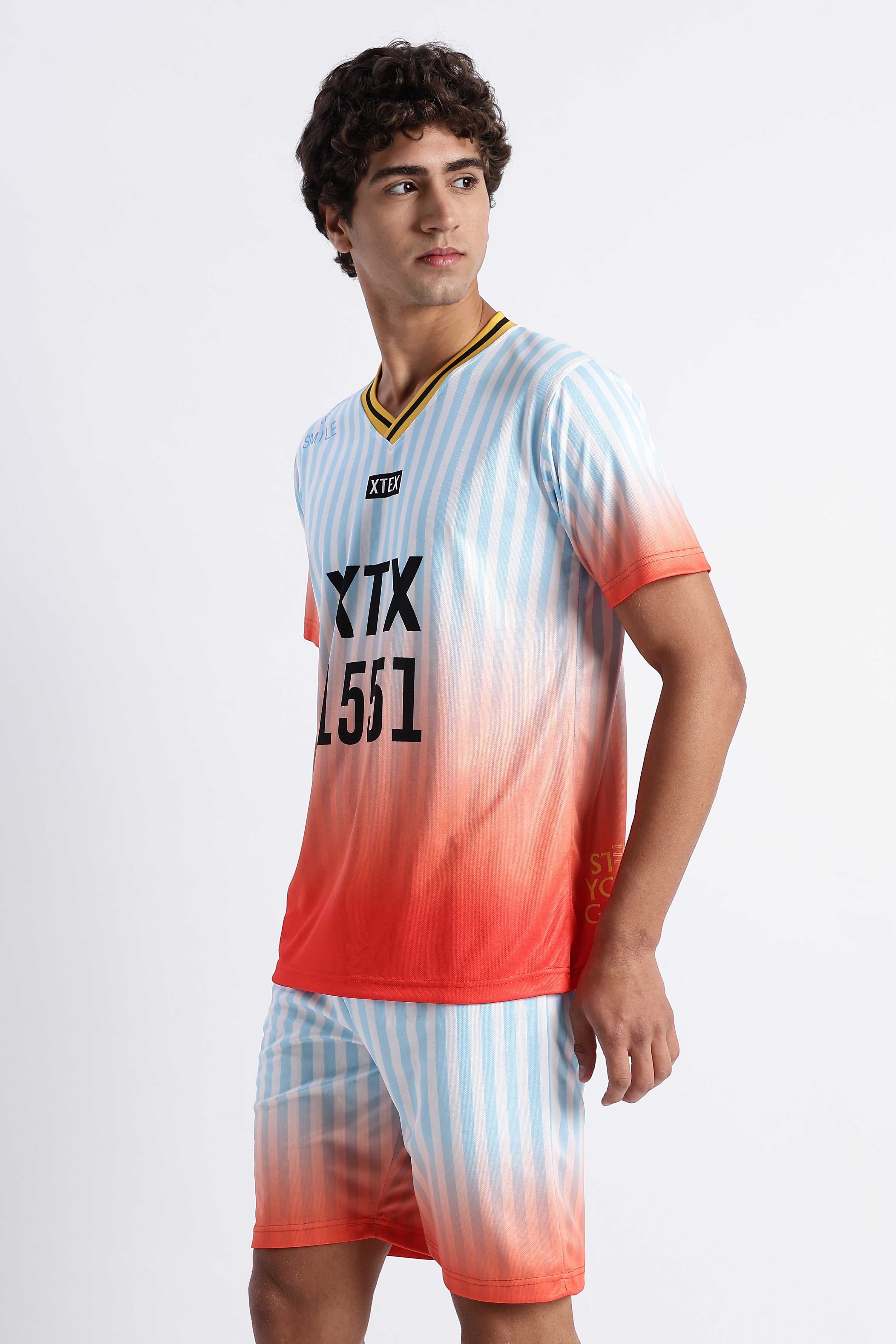 XTEX Gradient Jersey – Light Blue & Orange Football Tee