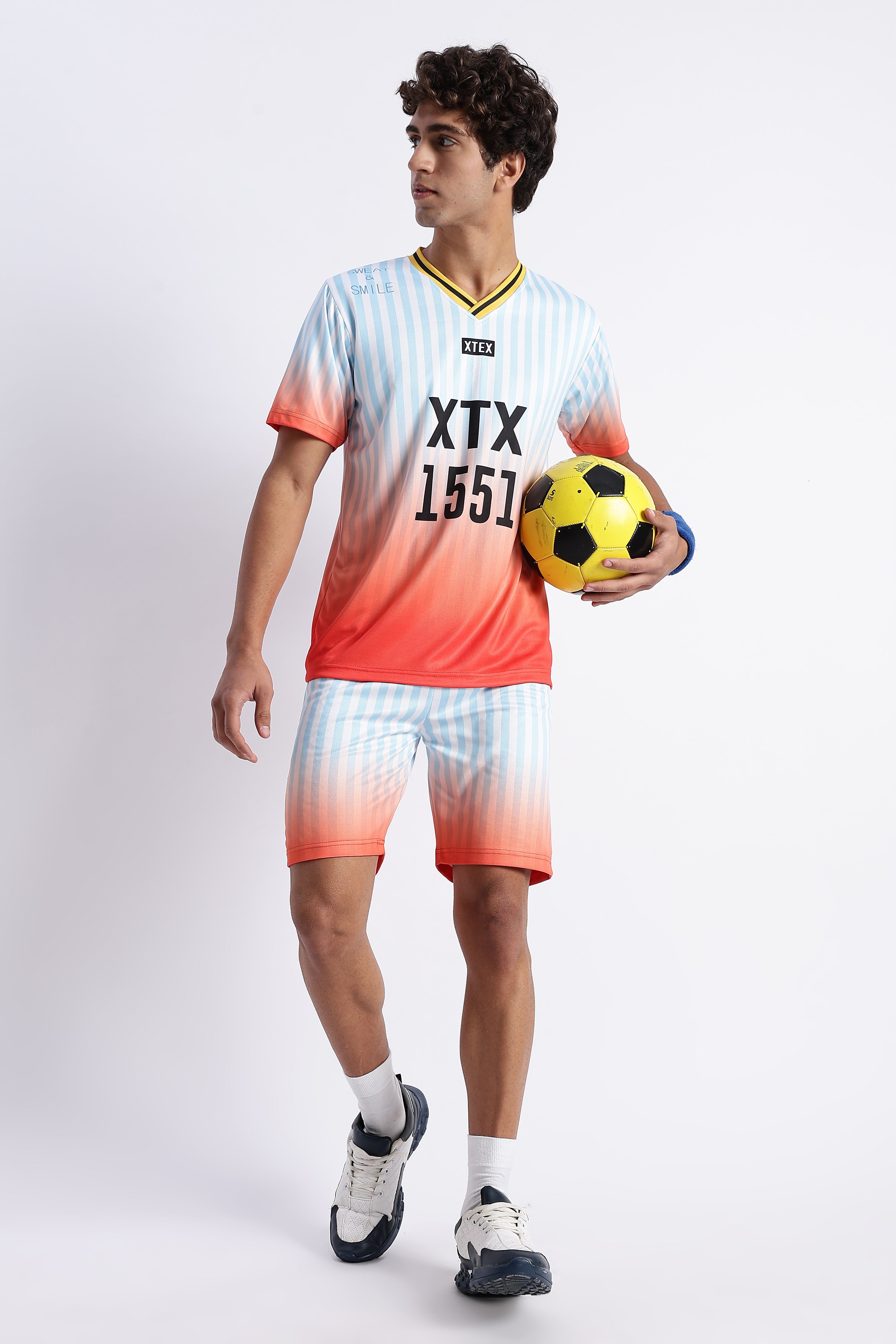 XTEX Gradient Jersey – Light Blue & Orange Football Tee
