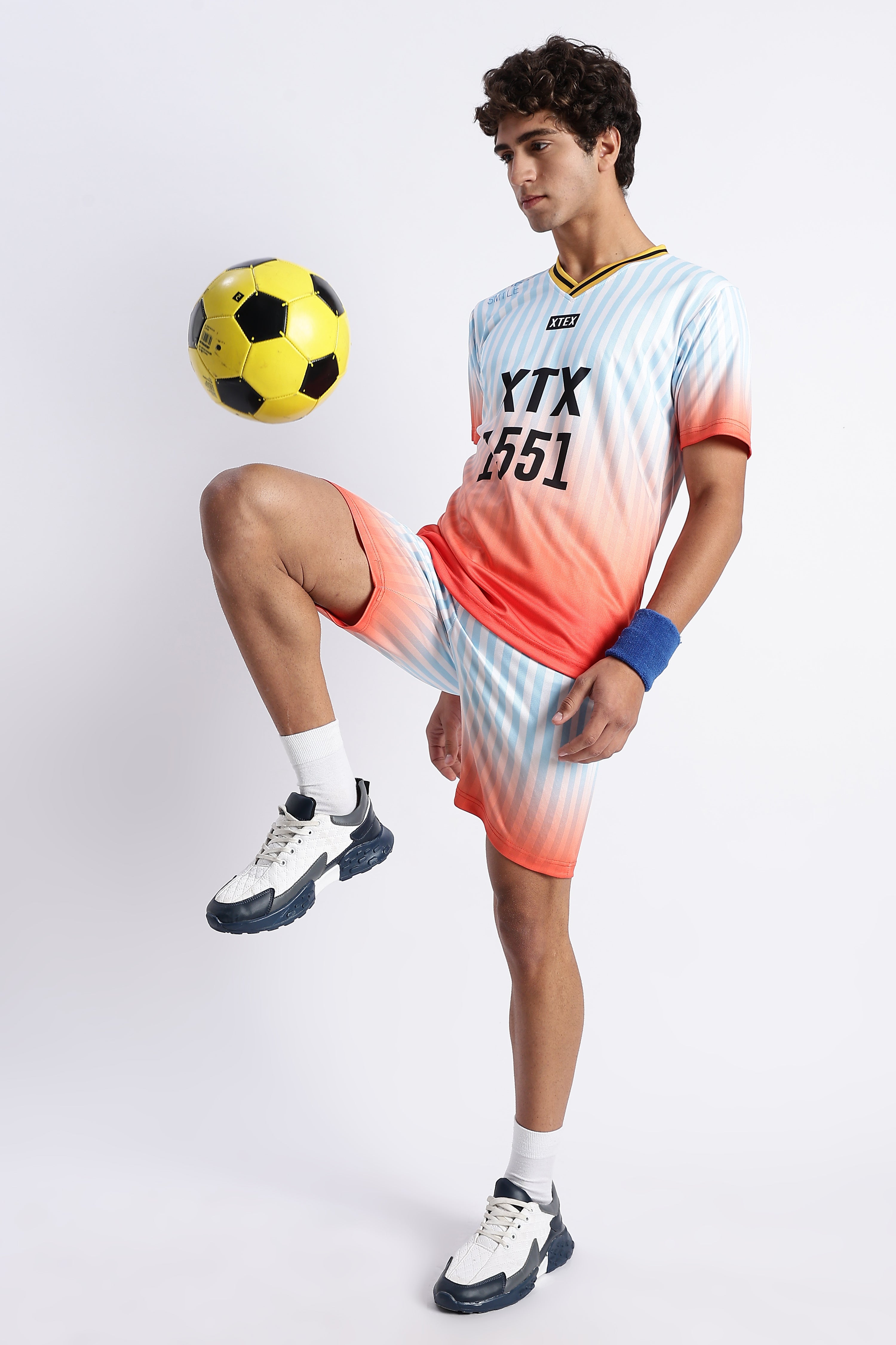 XTEX Gradient Jersey – Light Blue & Orange Football Tee