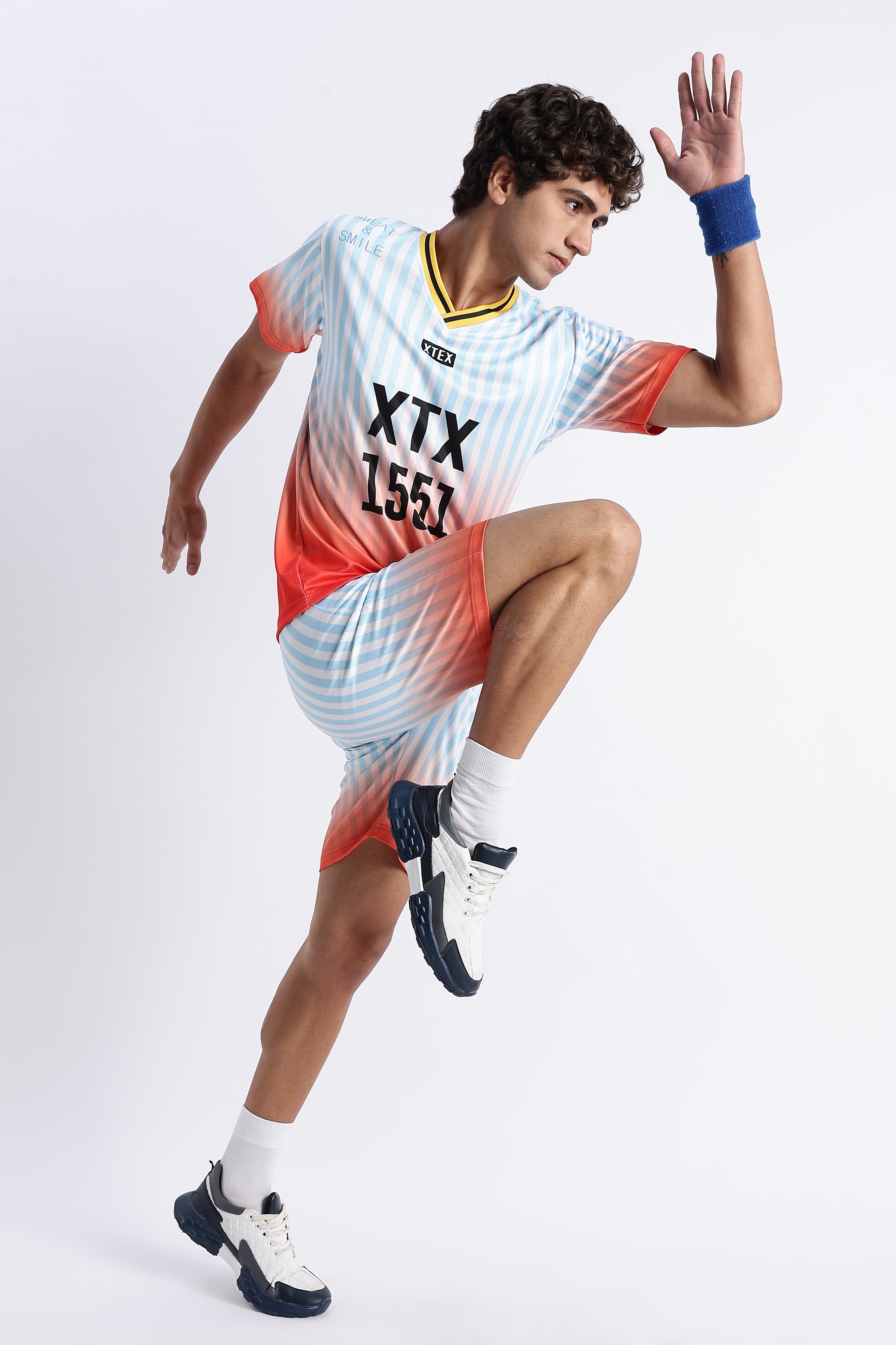 XTEX Gradient Jersey – Light Blue & Orange Football Tee