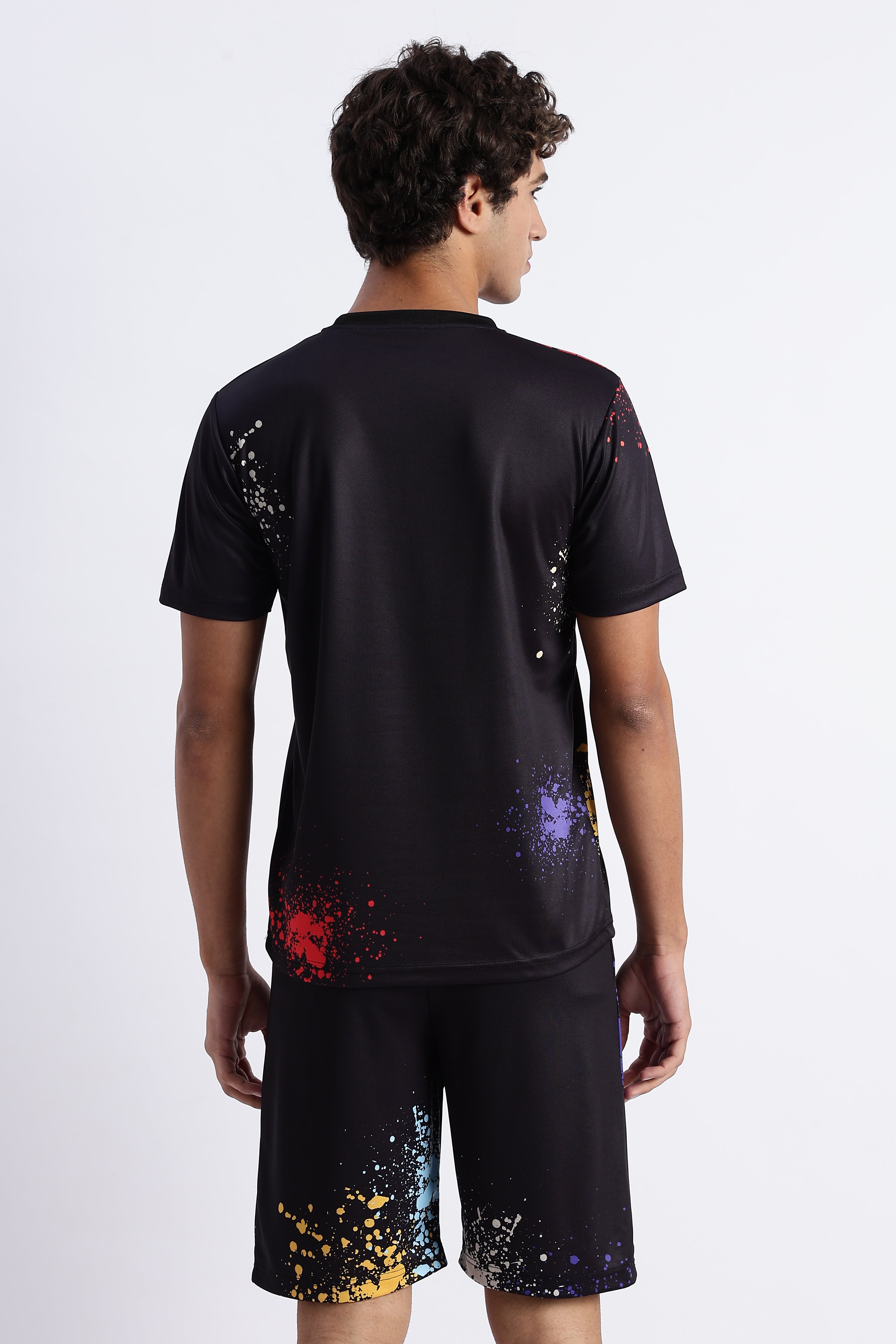 Goal-Line Mentality Activewear Set – Black Paint Splash Tee