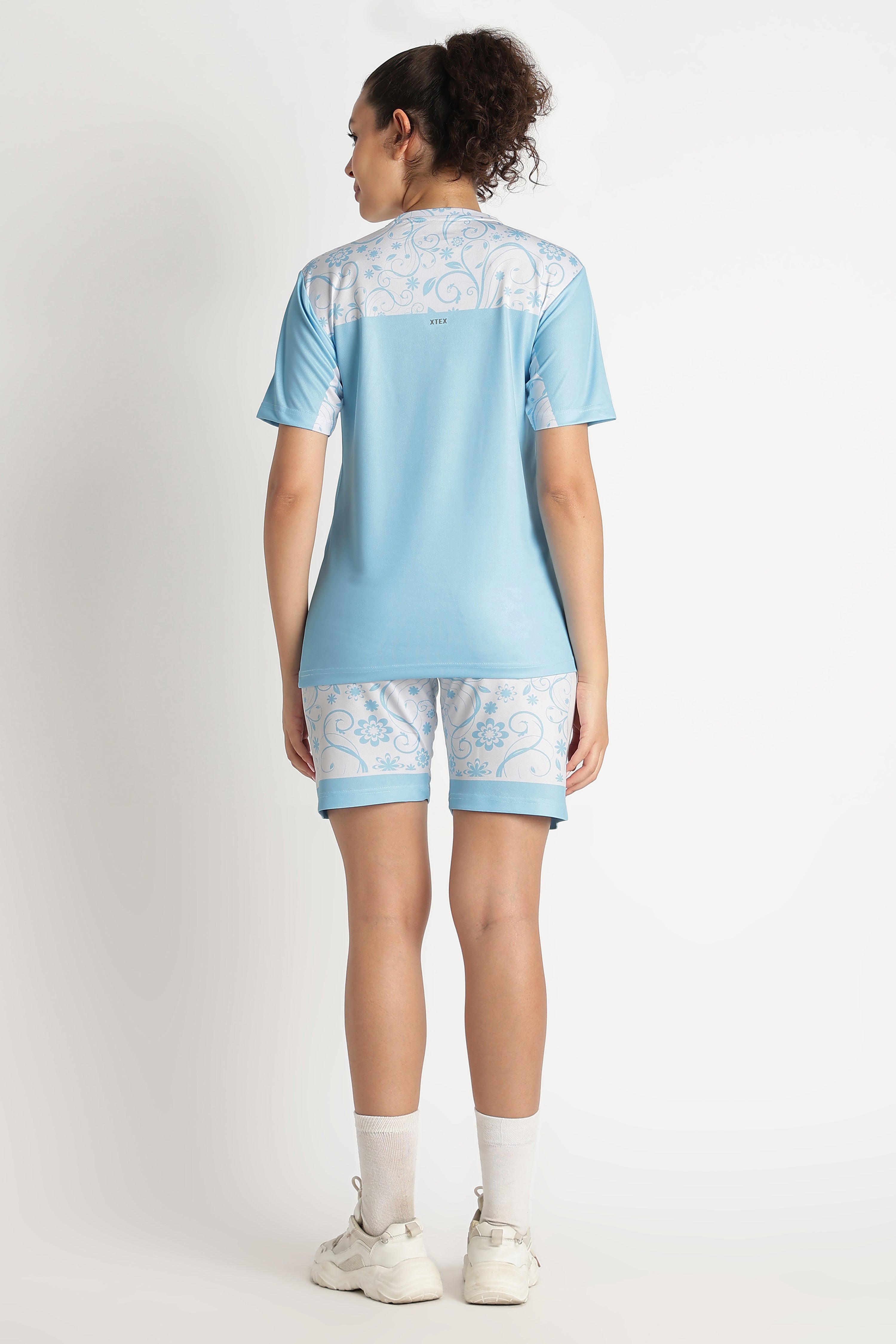 Light Blue Floral Gradient Athletic Jersey | Performance Sportswear Tee