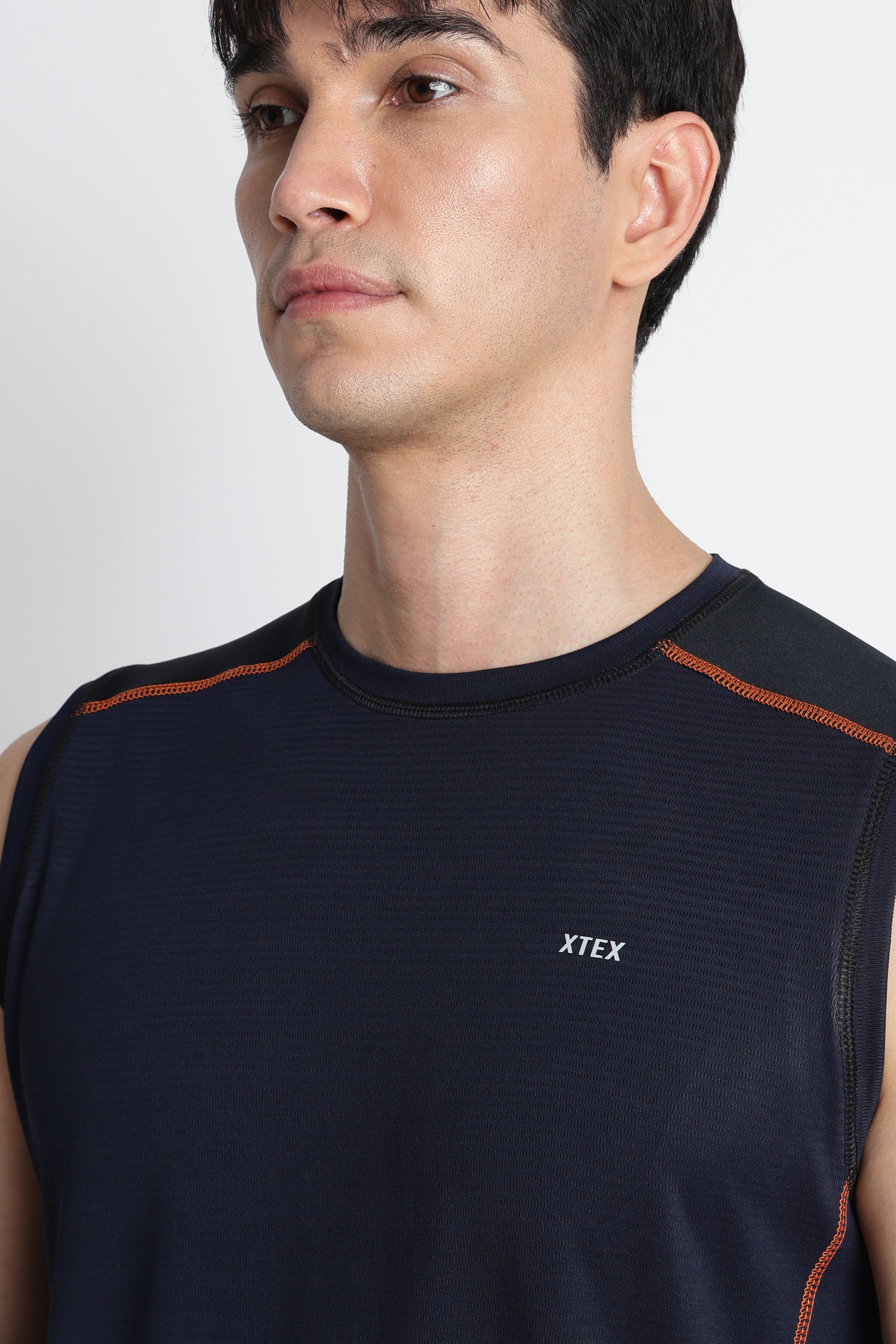 Navy Blue XTEX Sleeveless Gym Shirt – Moisture-Wicking Activewear