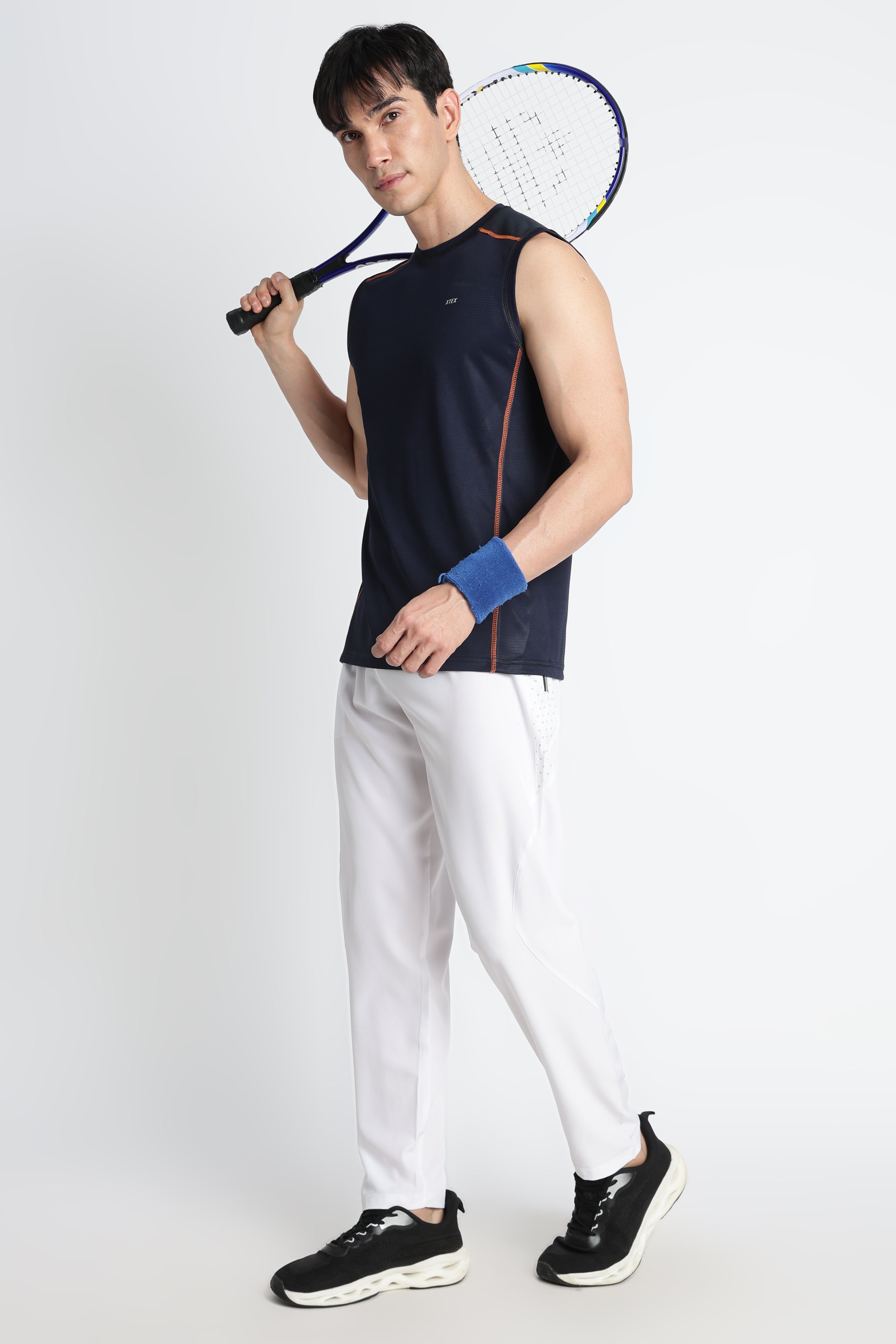 Navy Blue XTEX Sleeveless Gym Shirt – Moisture-Wicking Activewear