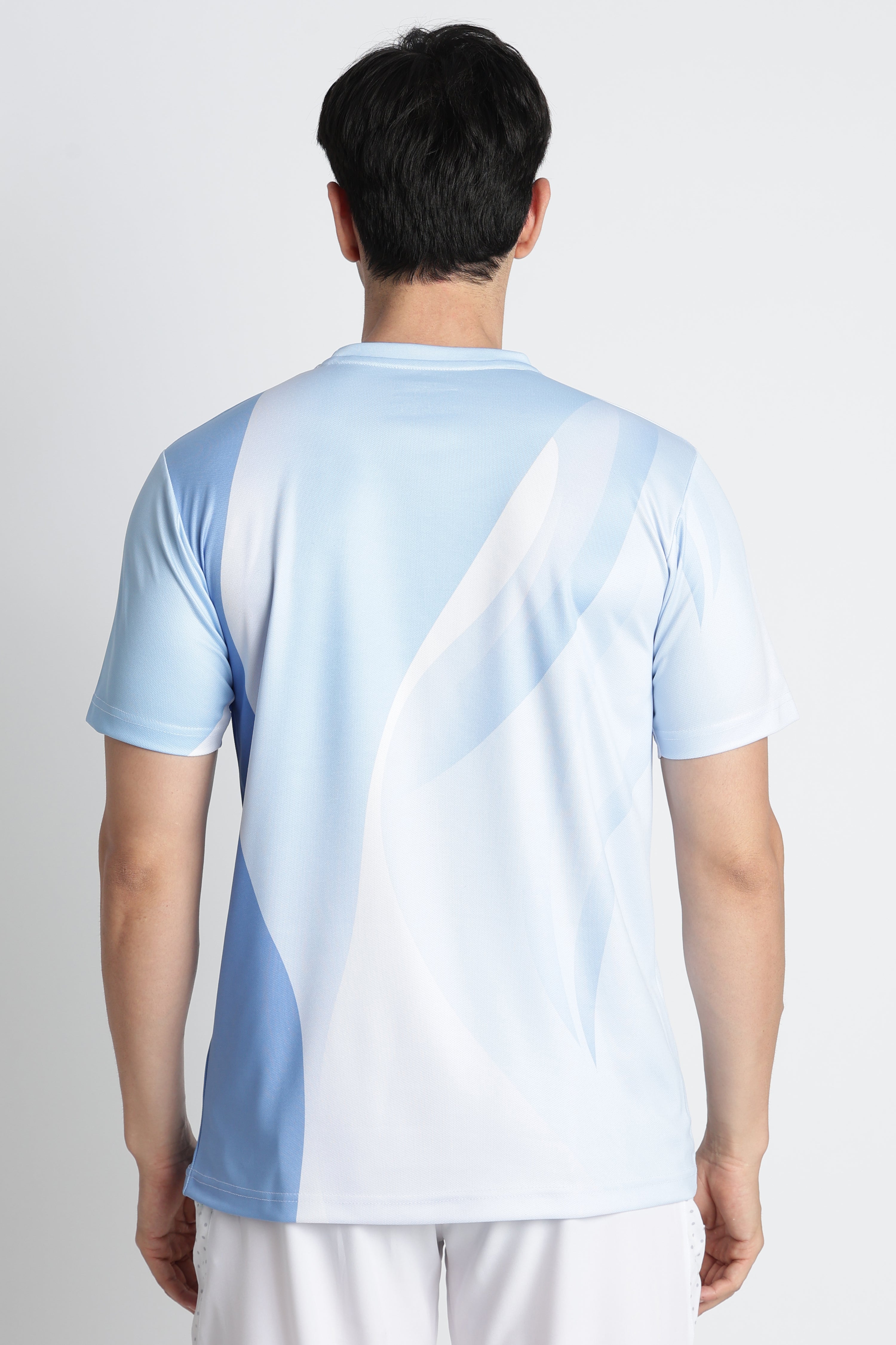 Light Blue Gradient Jersey Tee – Breathable Active wear