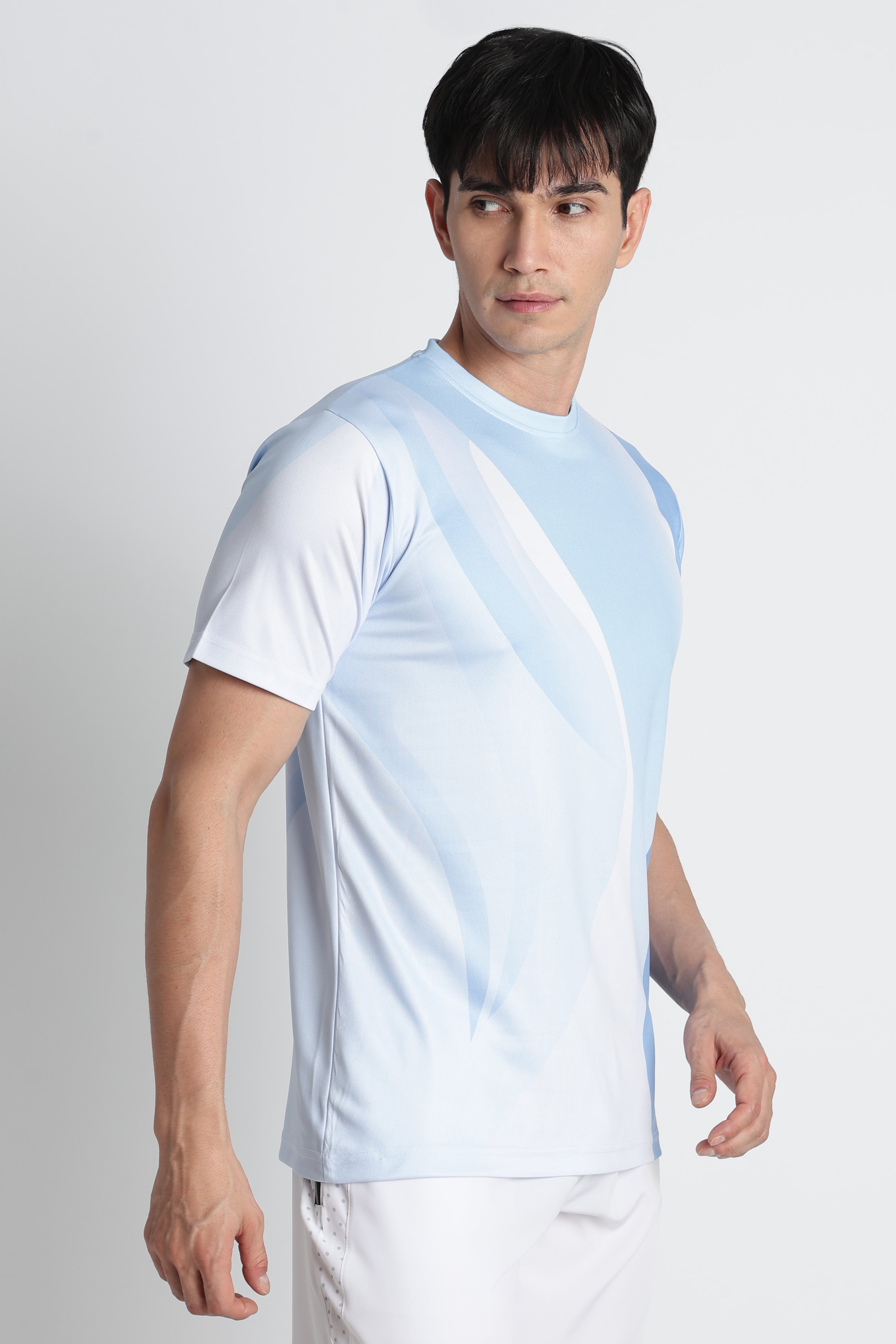 Light Blue Gradient Jersey Tee – Breathable Active wear