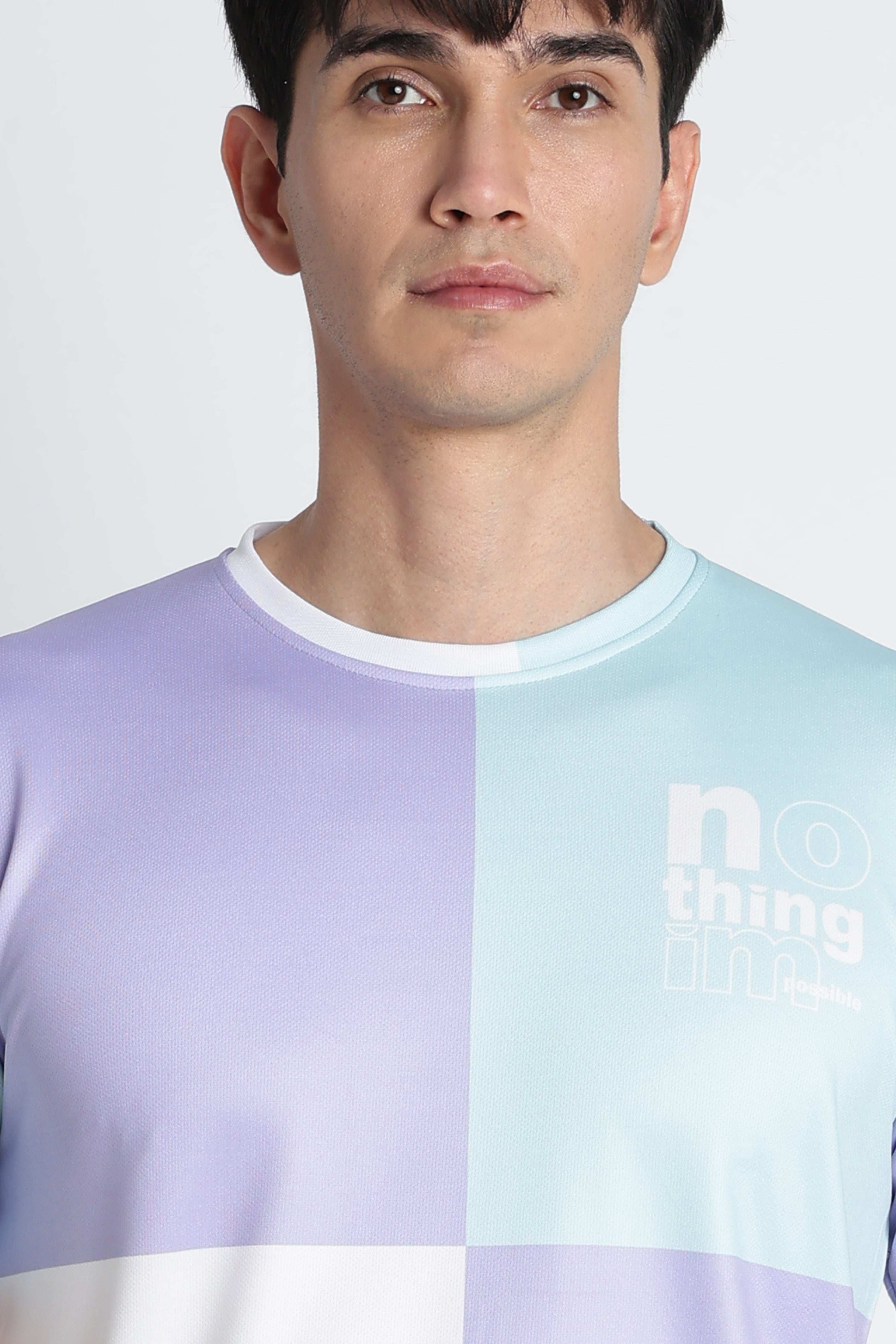 Light Purple Blue Gradient Jersey Tee – Breathable Athleisure Shirt