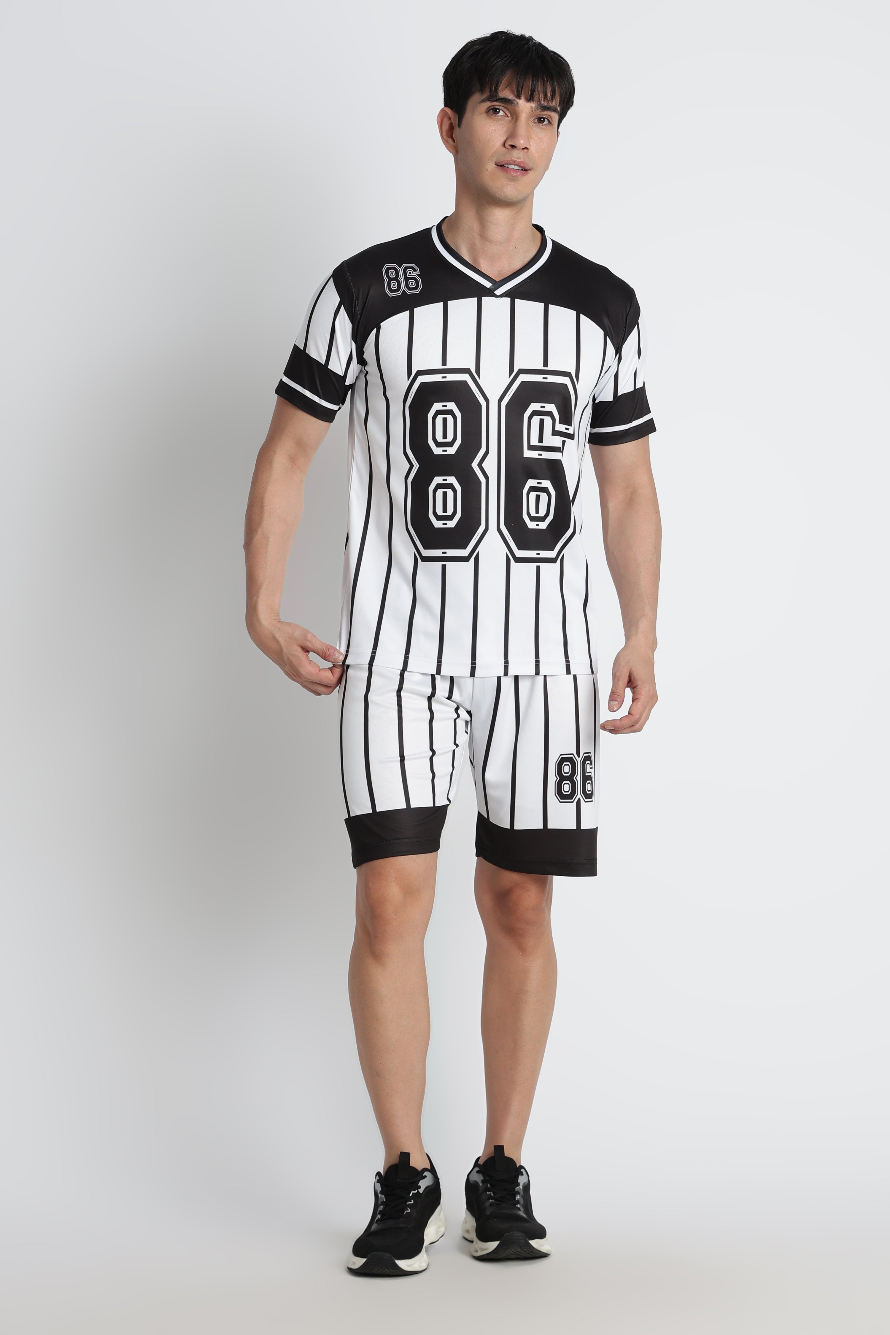 Black & White Striped Football Jersey – Performance Active Wear