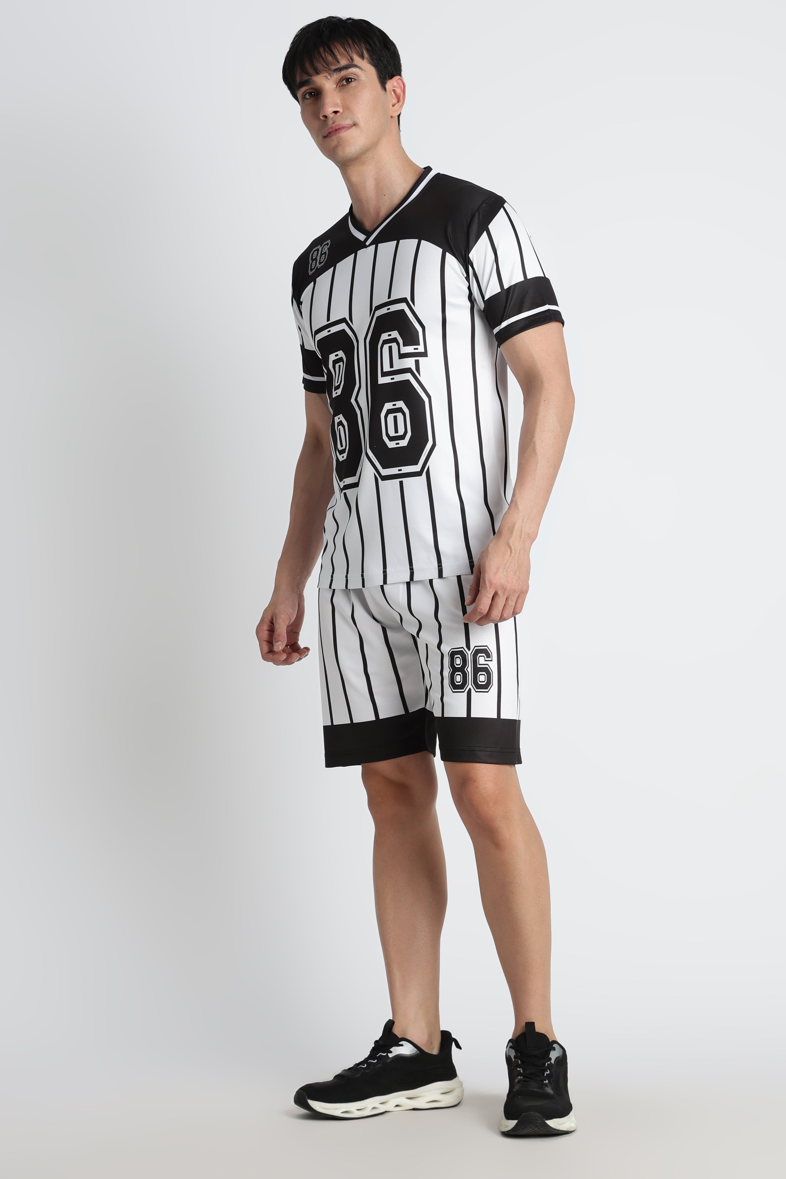 Black & White Striped Football Jersey – Performance Active Wear