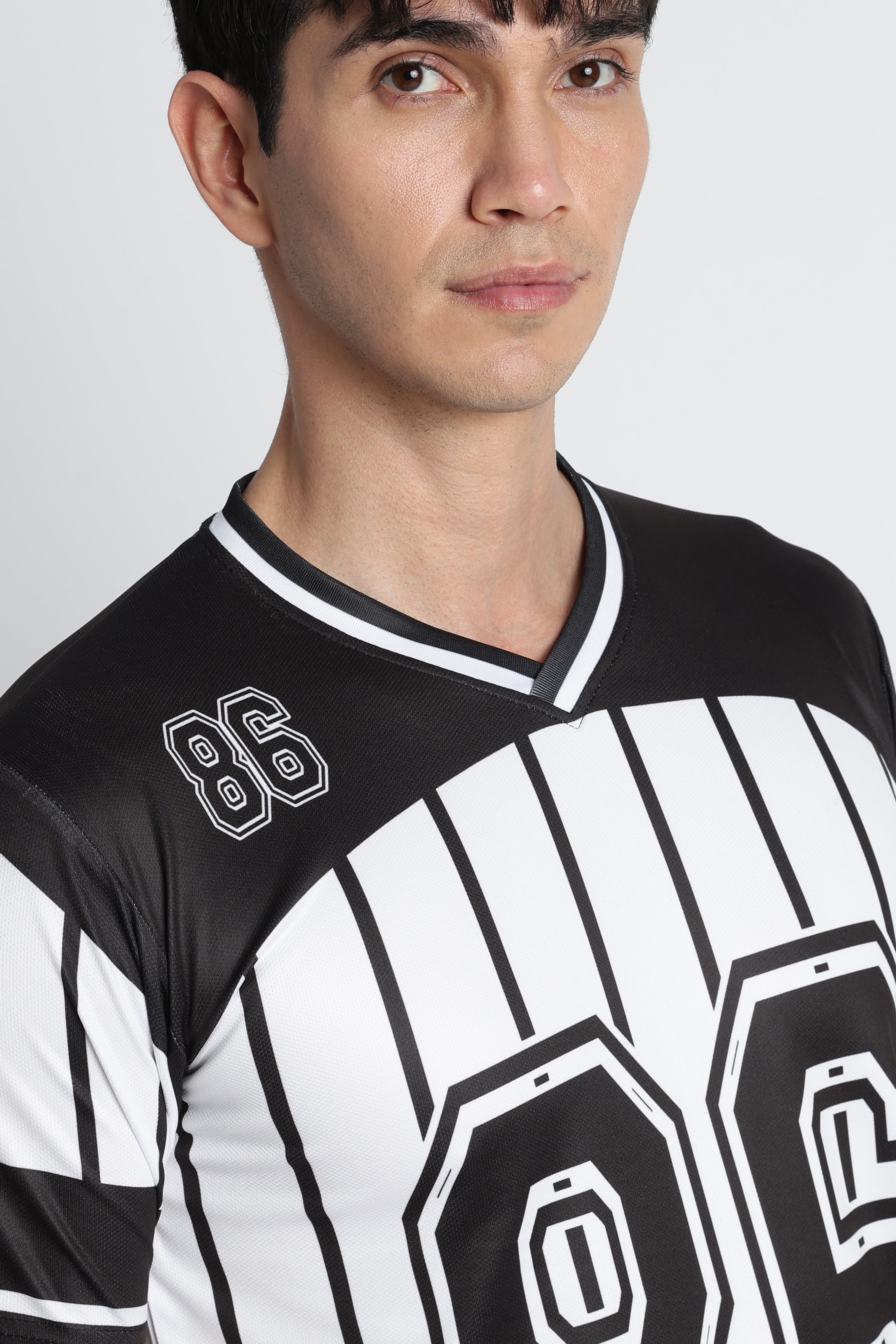 Black & White Striped Football Jersey – Performance Active Wear