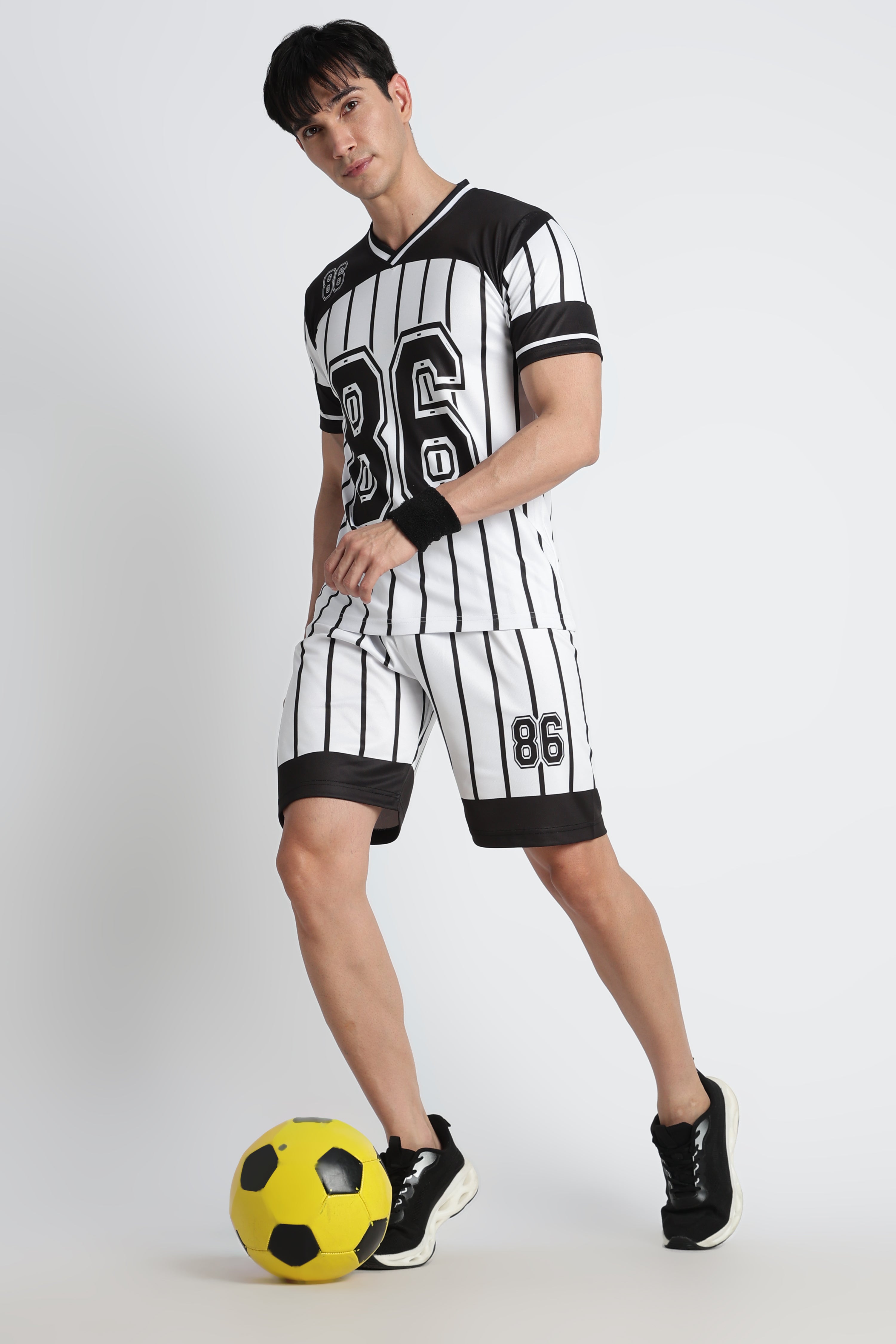 Black & White Striped Football Jersey – Performance Active Wear