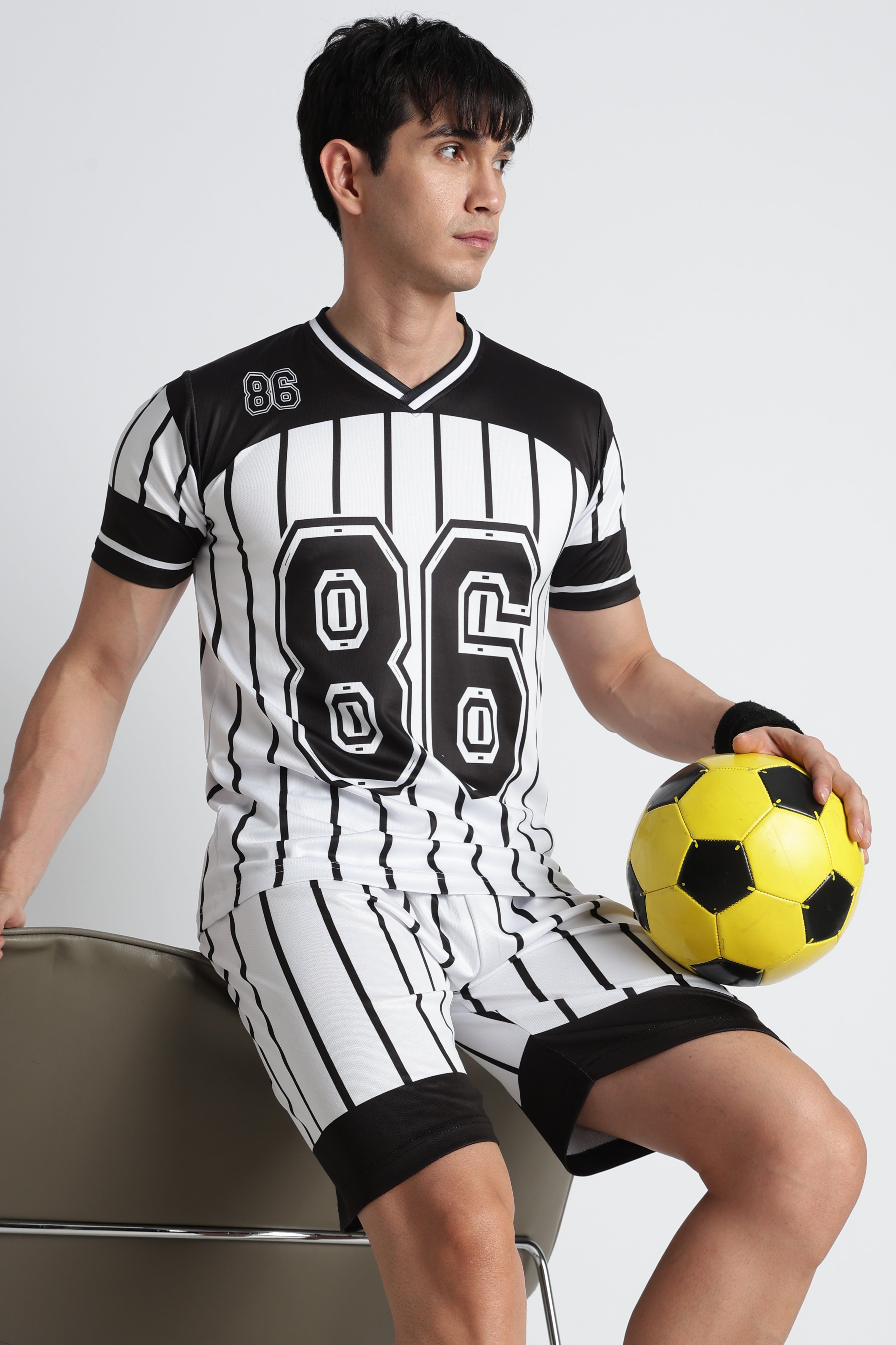 Black & White Striped Football Jersey – Performance Active Wear