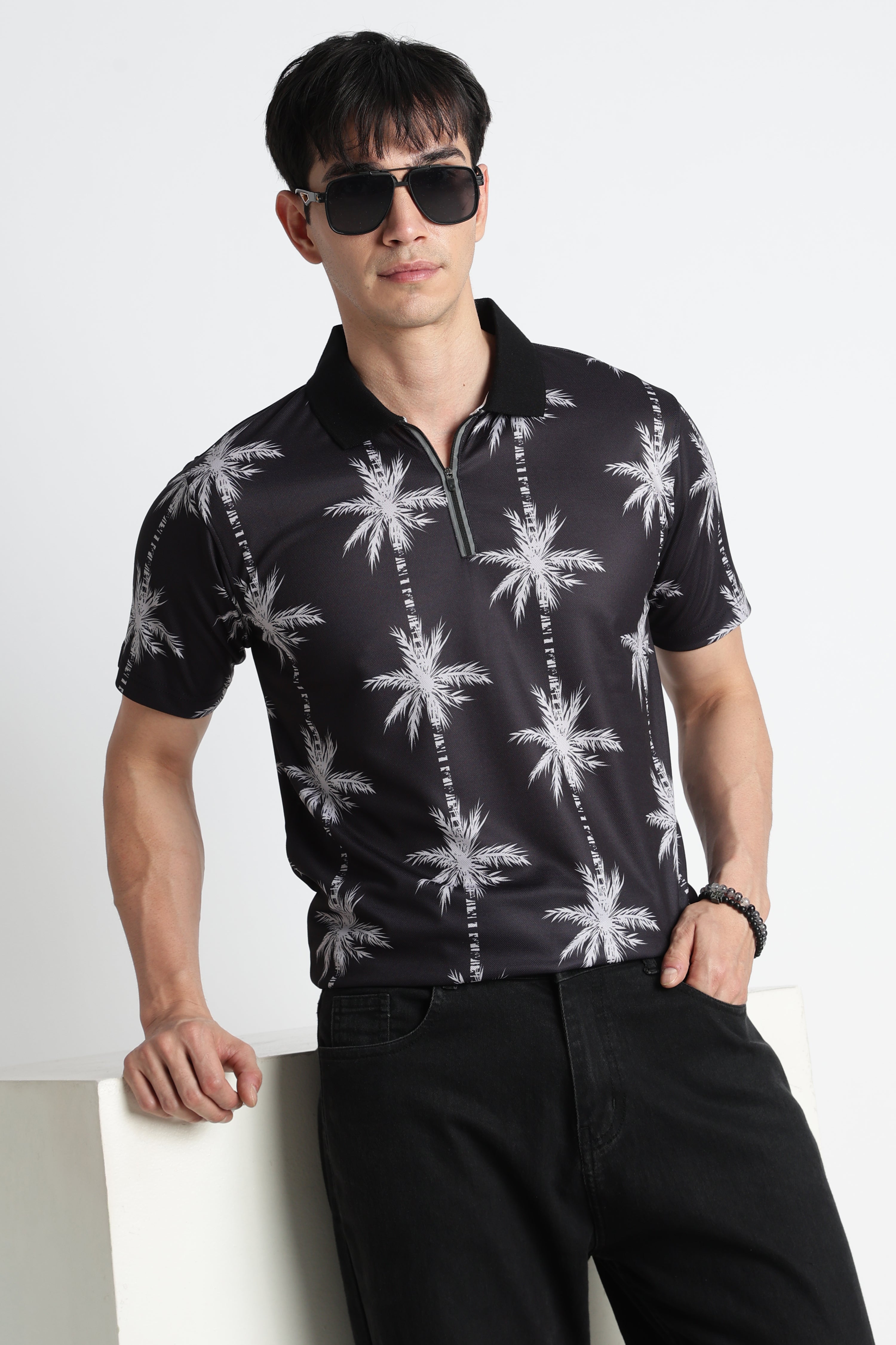 Black Palm Tree Active Polo – Heavy Duty Performance Sportswear