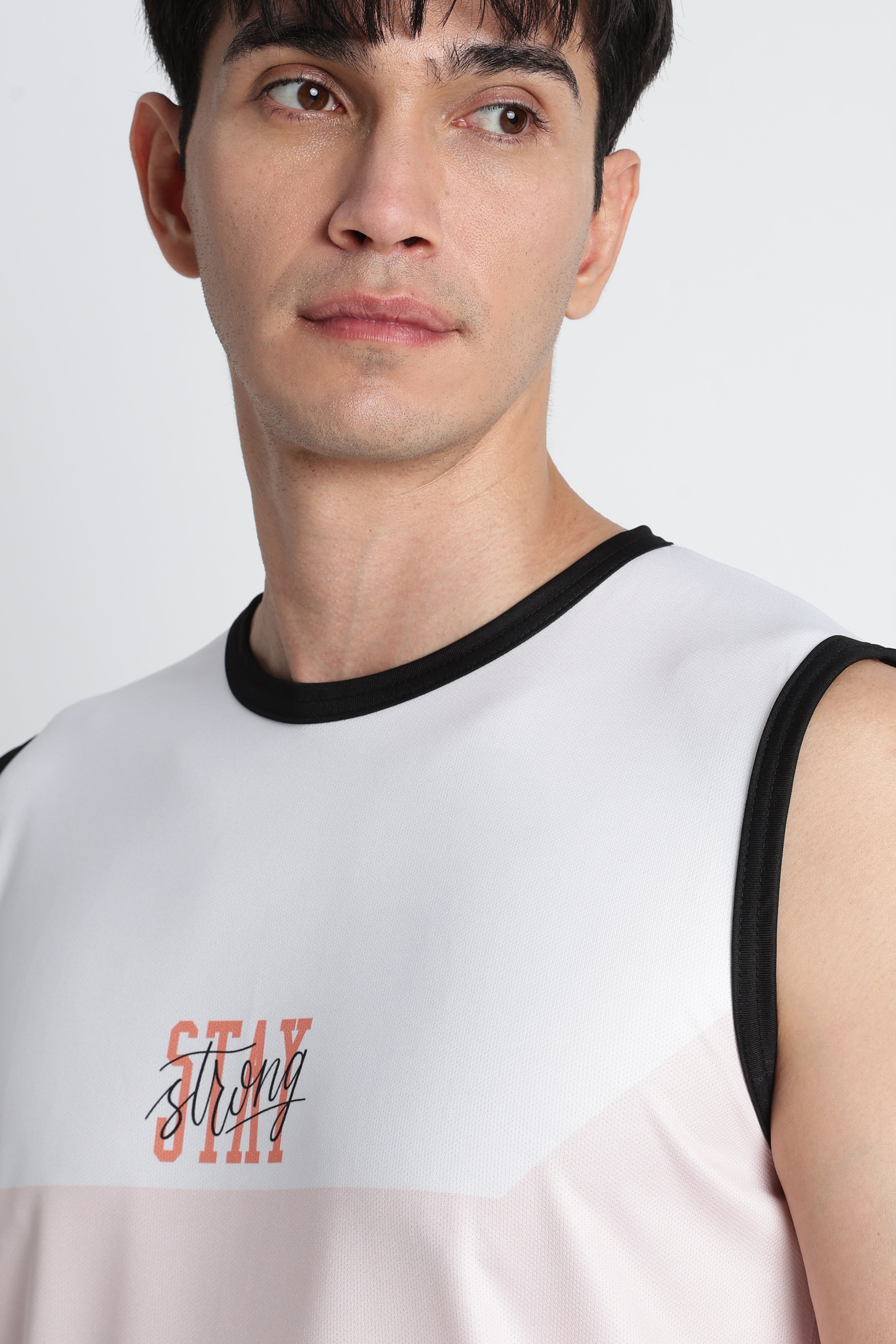 White & Pink Tank Top – Breathable Activewear for Workouts