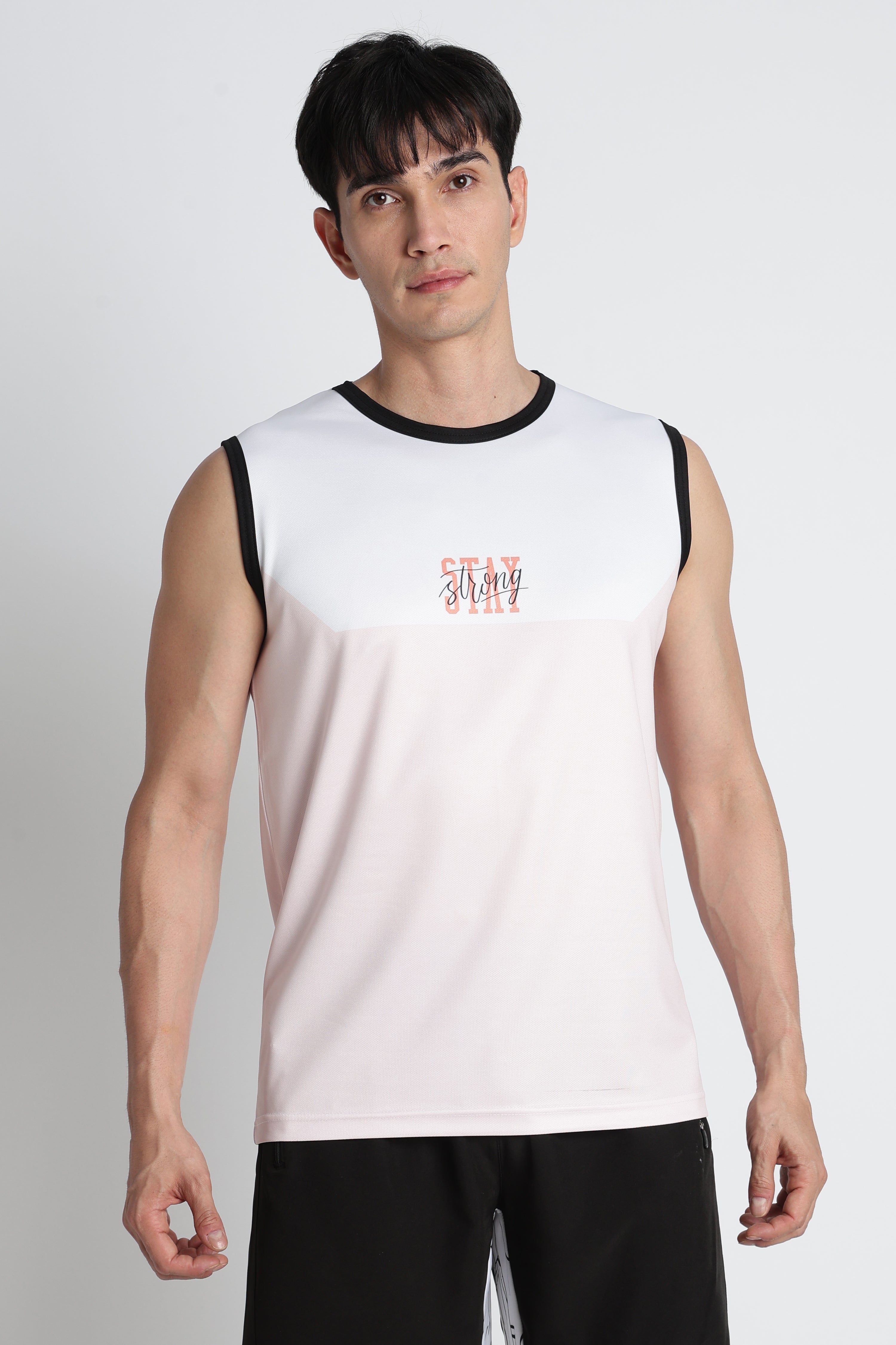 White & Pink Tank Top – Breathable Activewear for Workouts