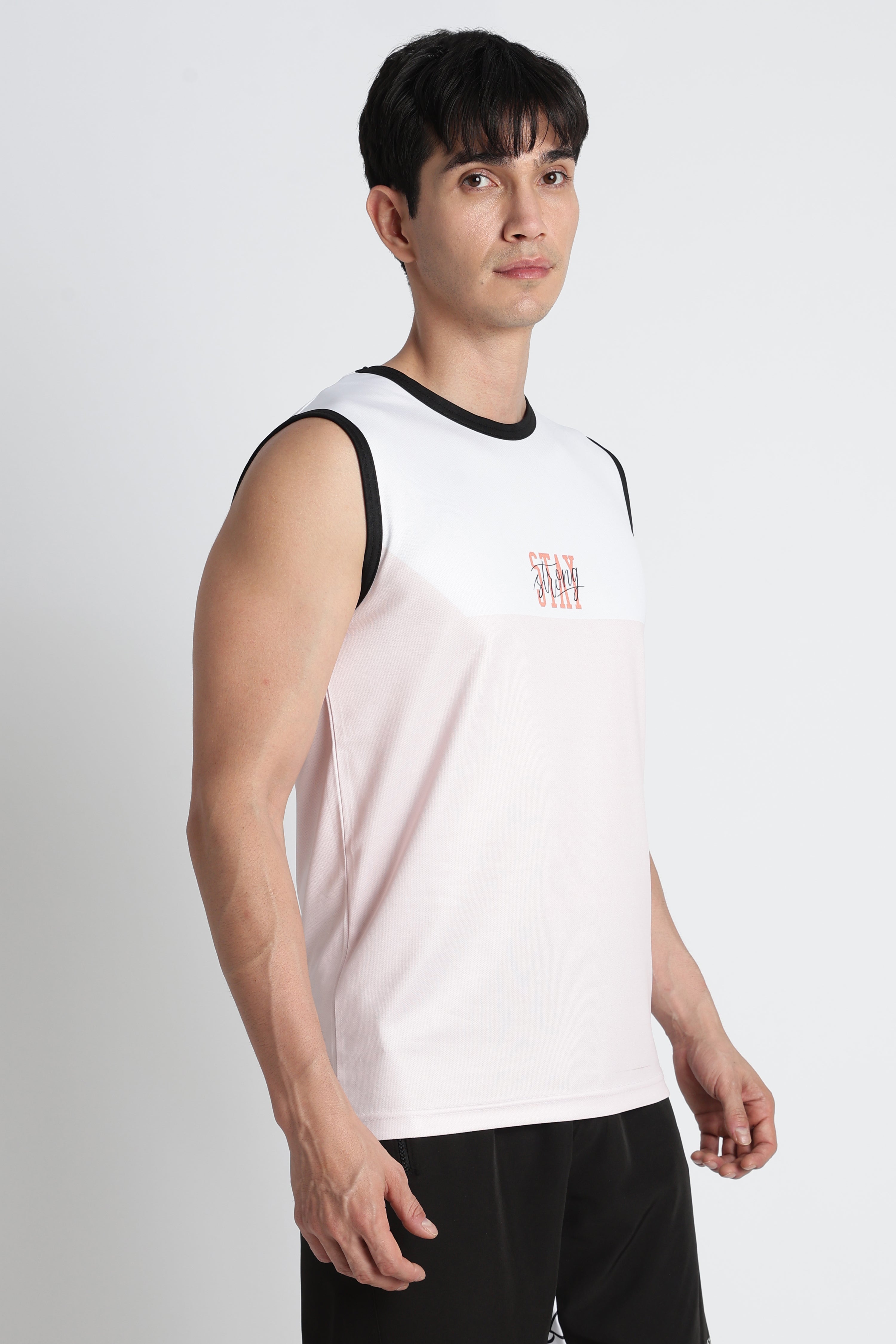 White & Pink Tank Top – Breathable Activewear for Workouts