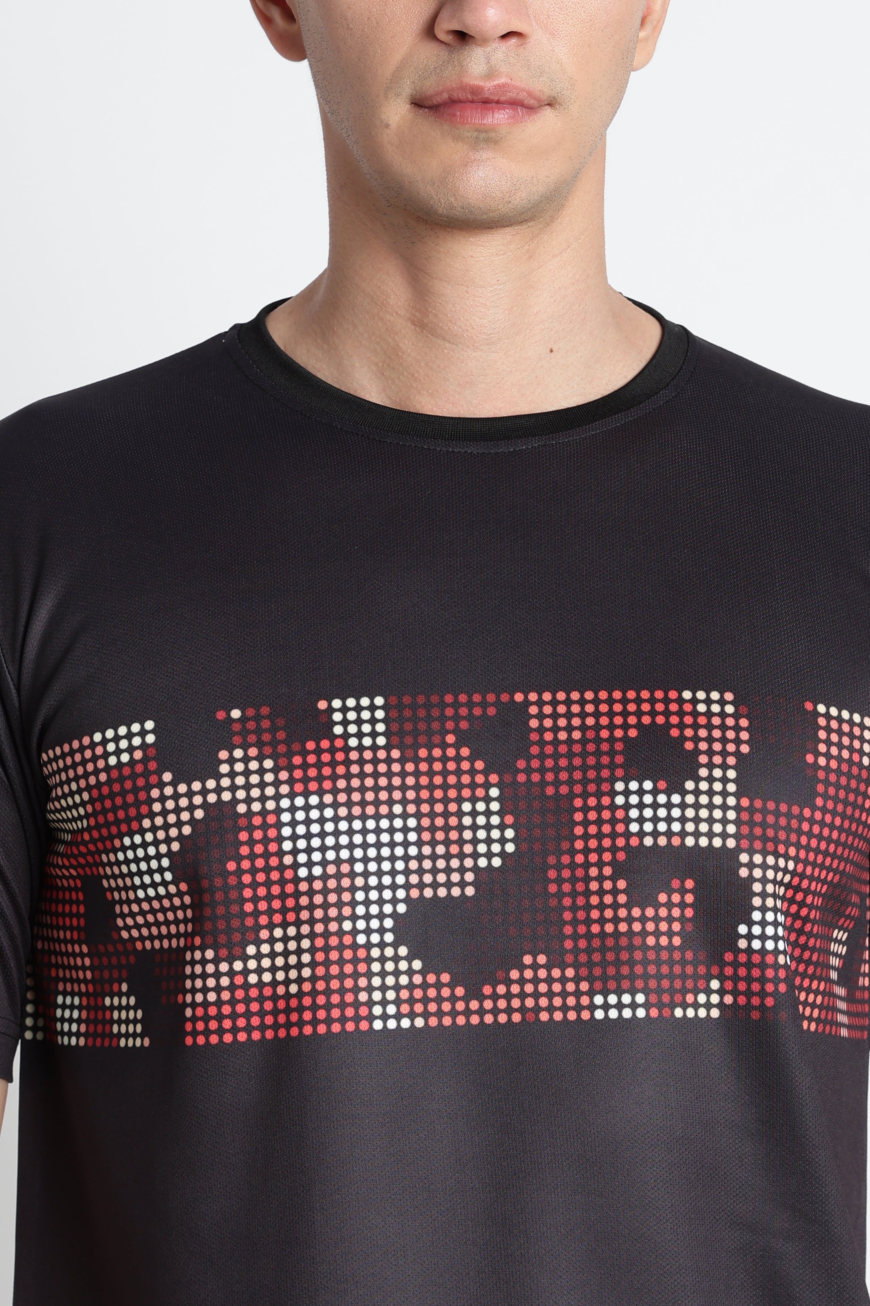 Black Pixel Graphic Jersey – Bold Red-White Activewear Tee for Gym & Training