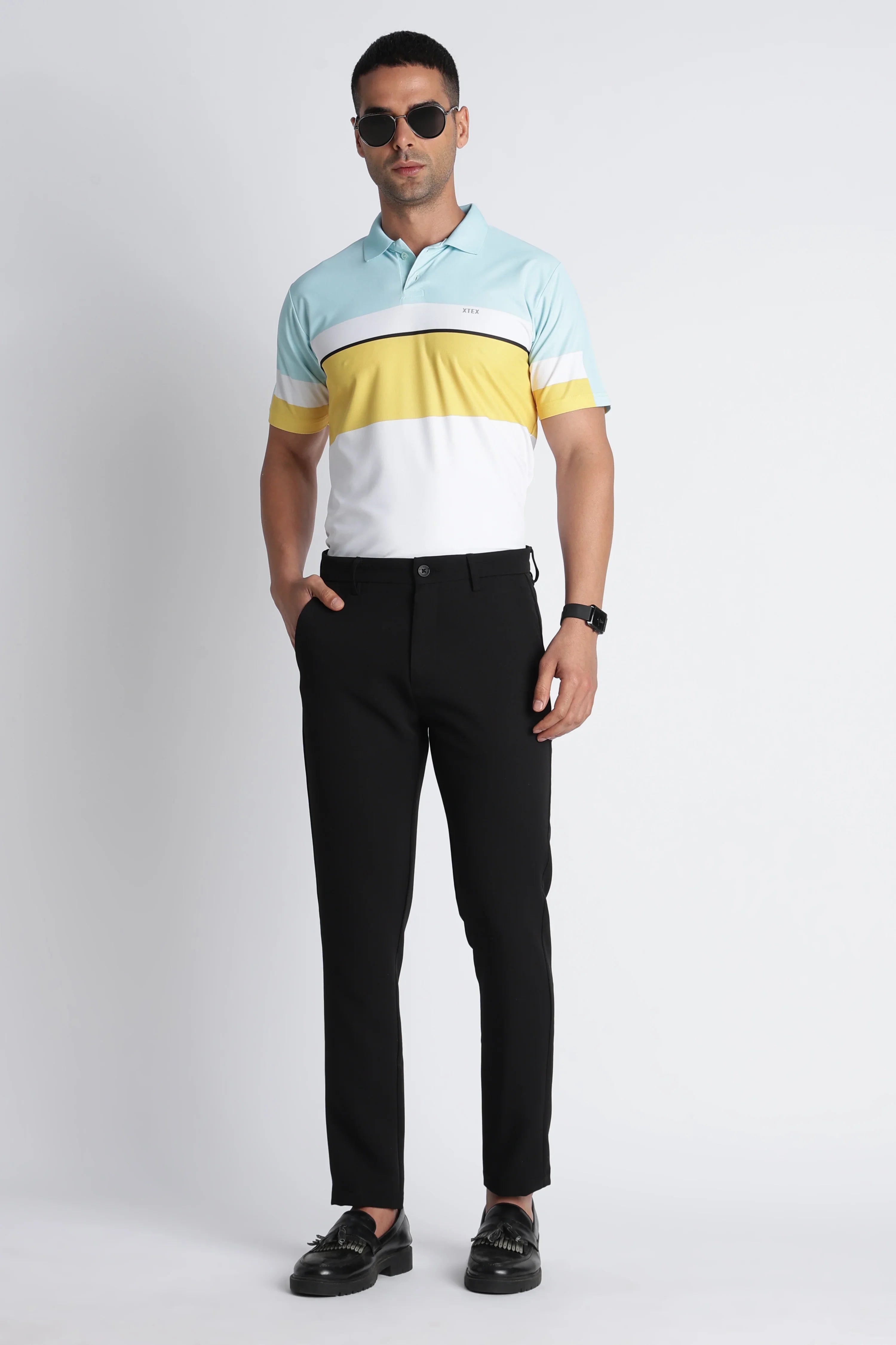 XTEX Colour-Block Polo T-shirt