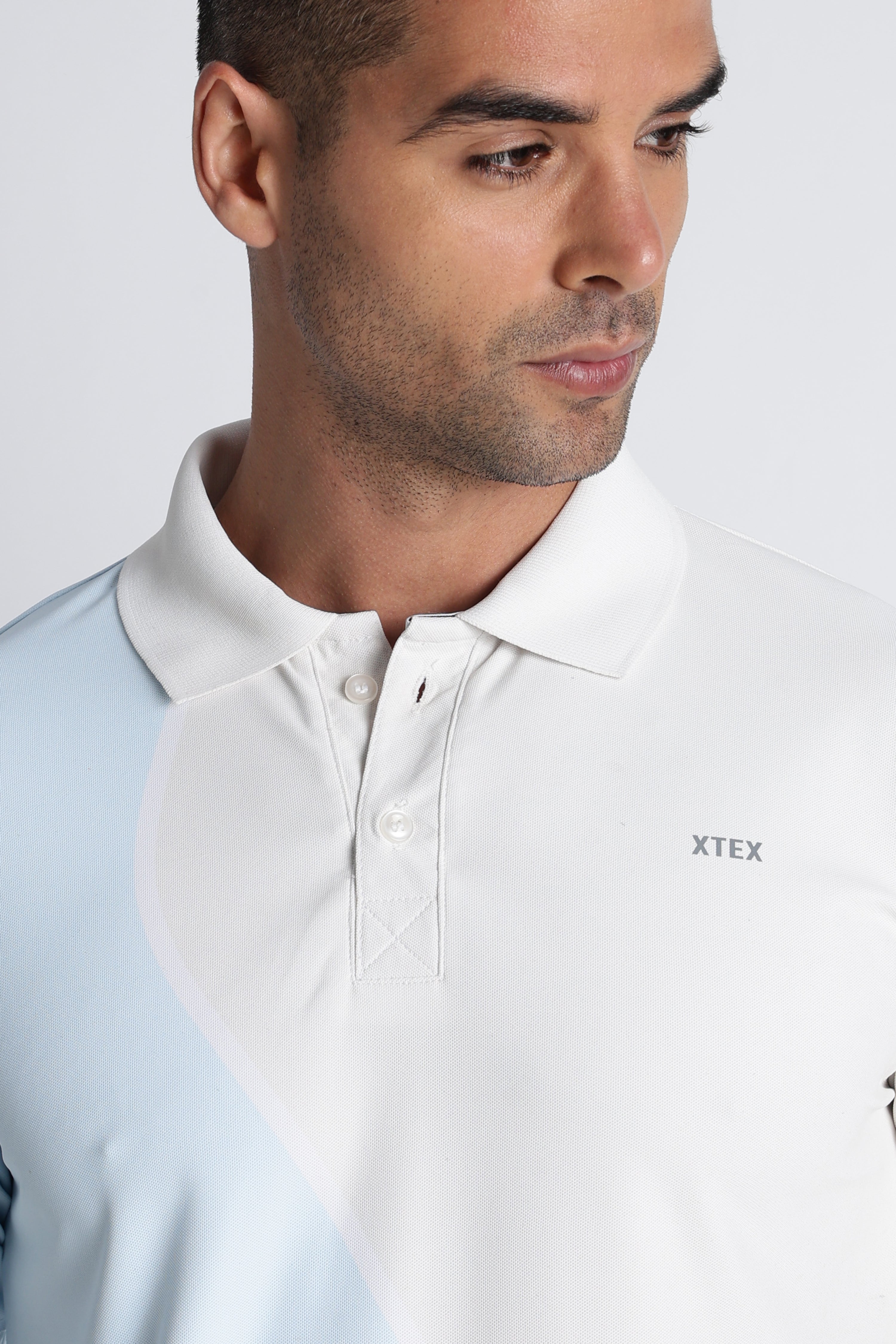 XTEX Beige & Navy Color‑Block Polo Shirt – Modern Casual
