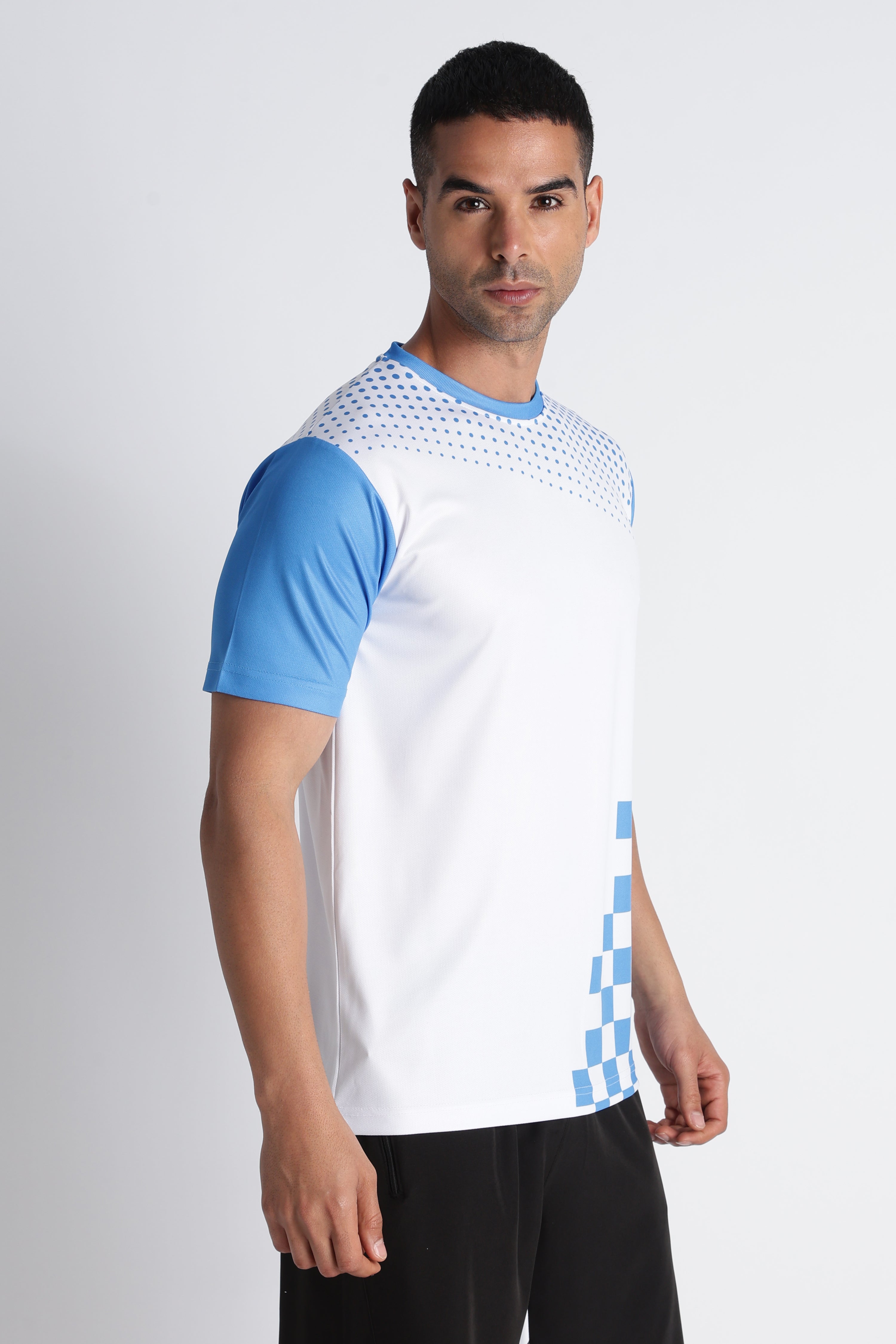 Blue & White Checkered Tennis Tee | Sporty Athletic Wear
