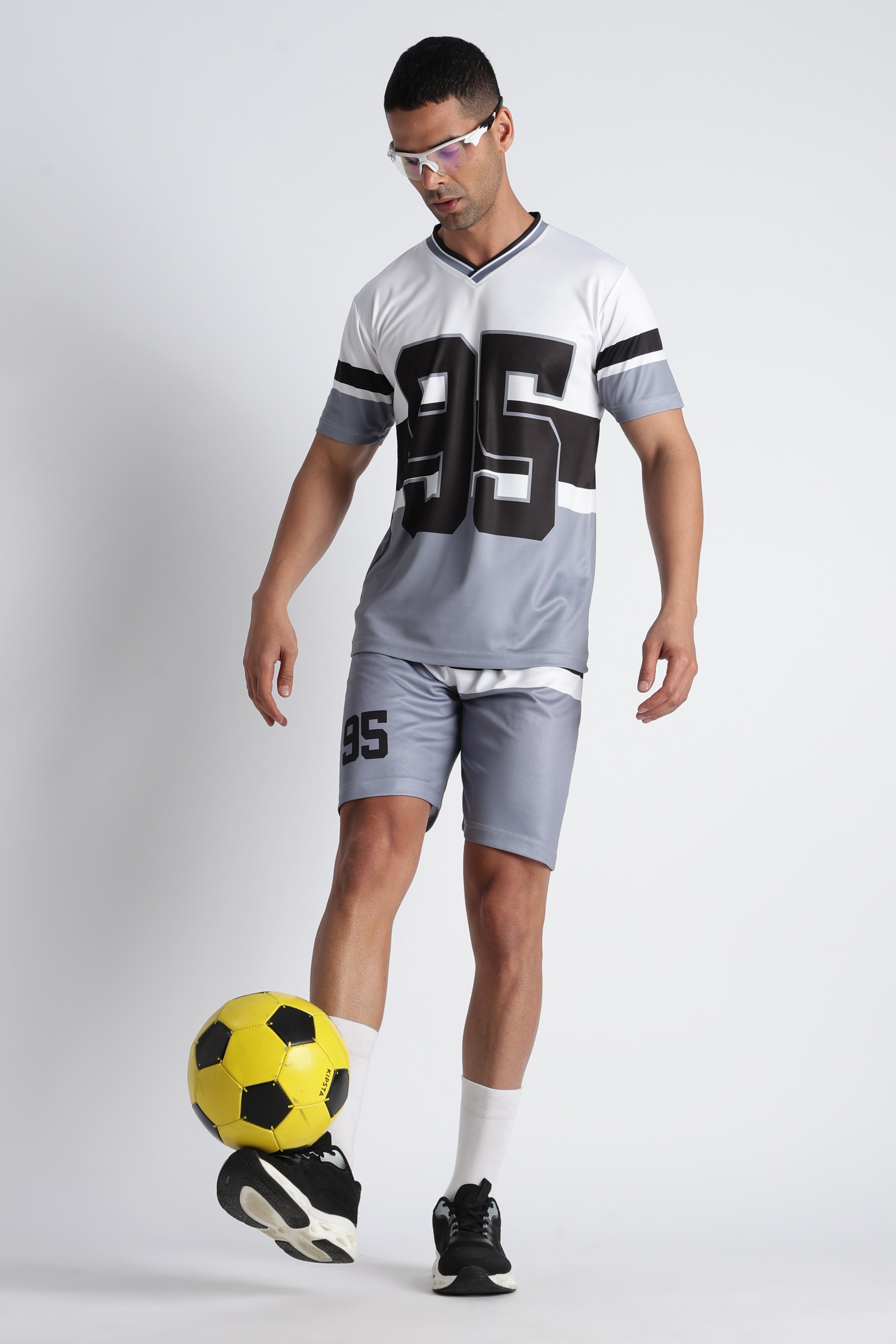 Men’s White Athletic Jersey ‘95’ | V-Neck Sportswear