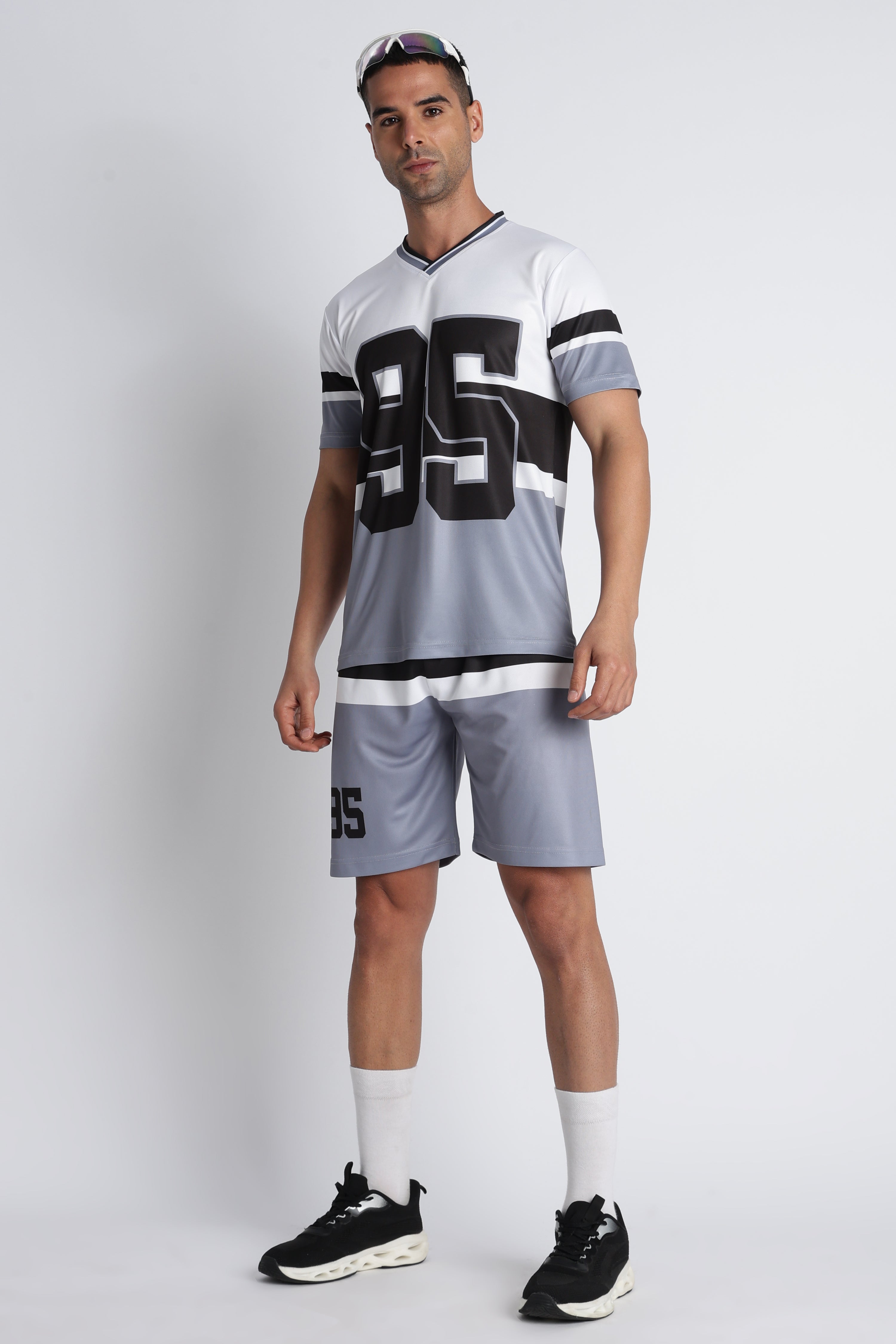 Men’s White Athletic Jersey ‘95’ | V-Neck Sportswear