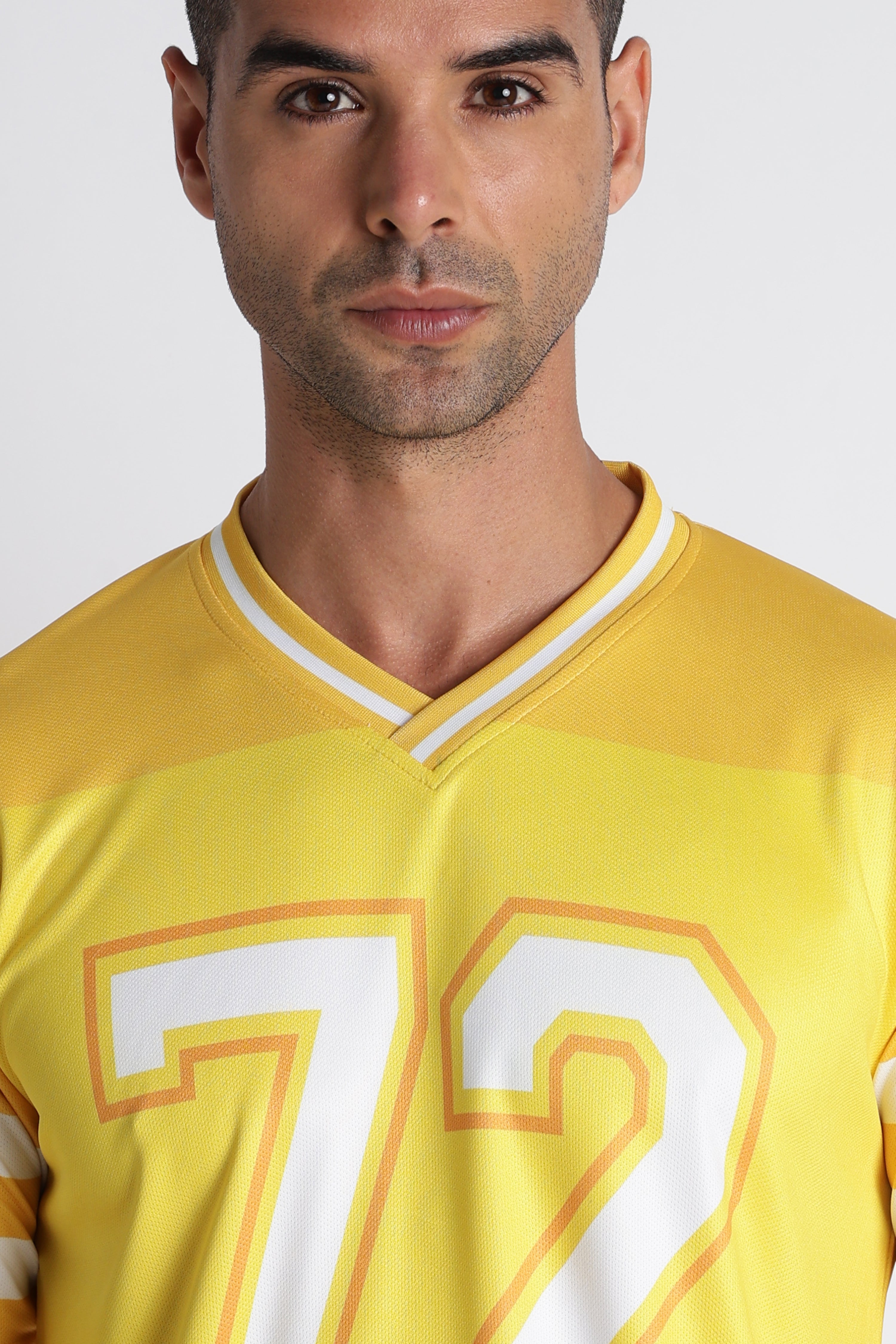 Men’s Yellow Retro Jersey & Shorts Set | V‑Neck Sportswear