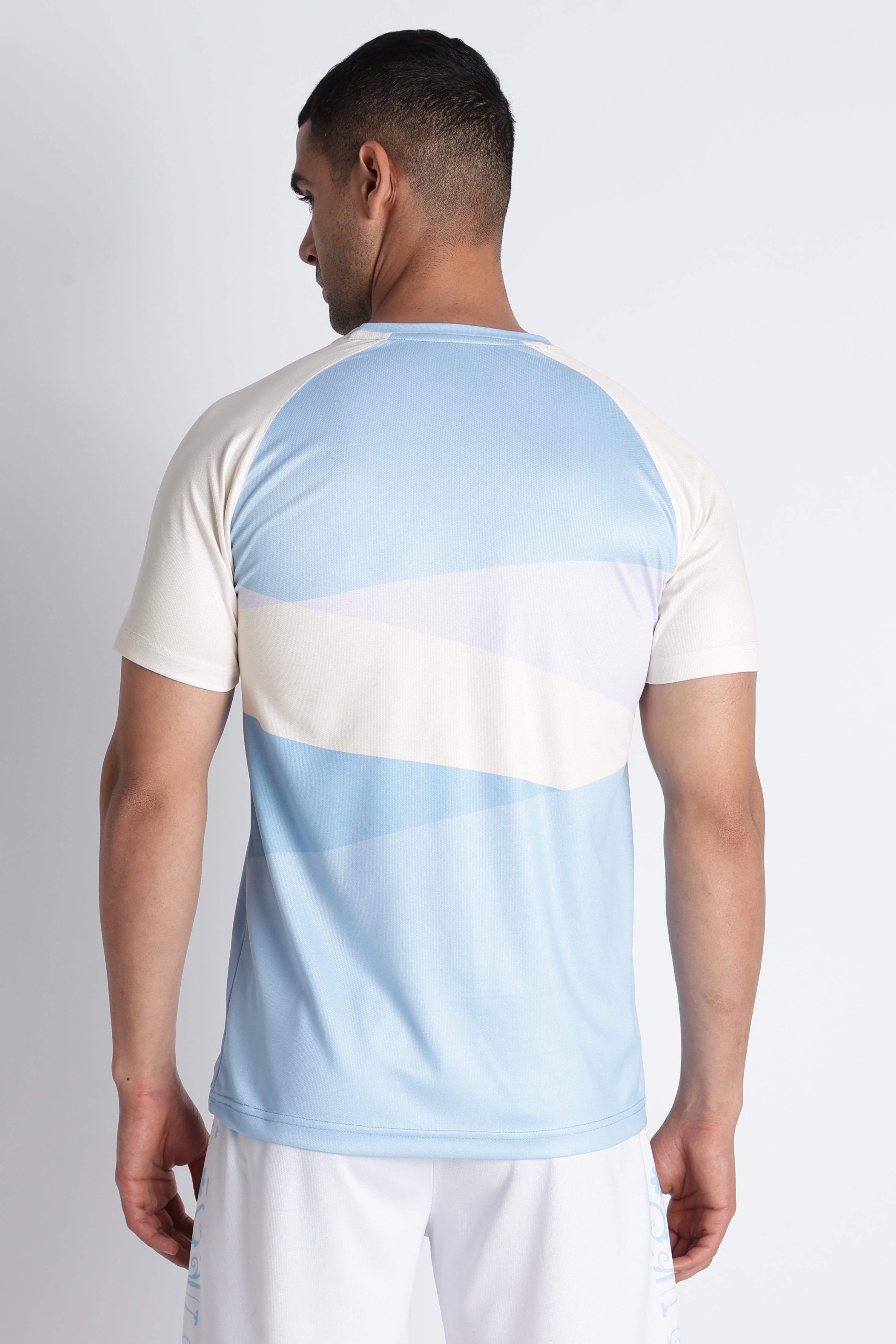 Men’s Light Blue Striped Athletic Tee | XTEX Performance Jersey