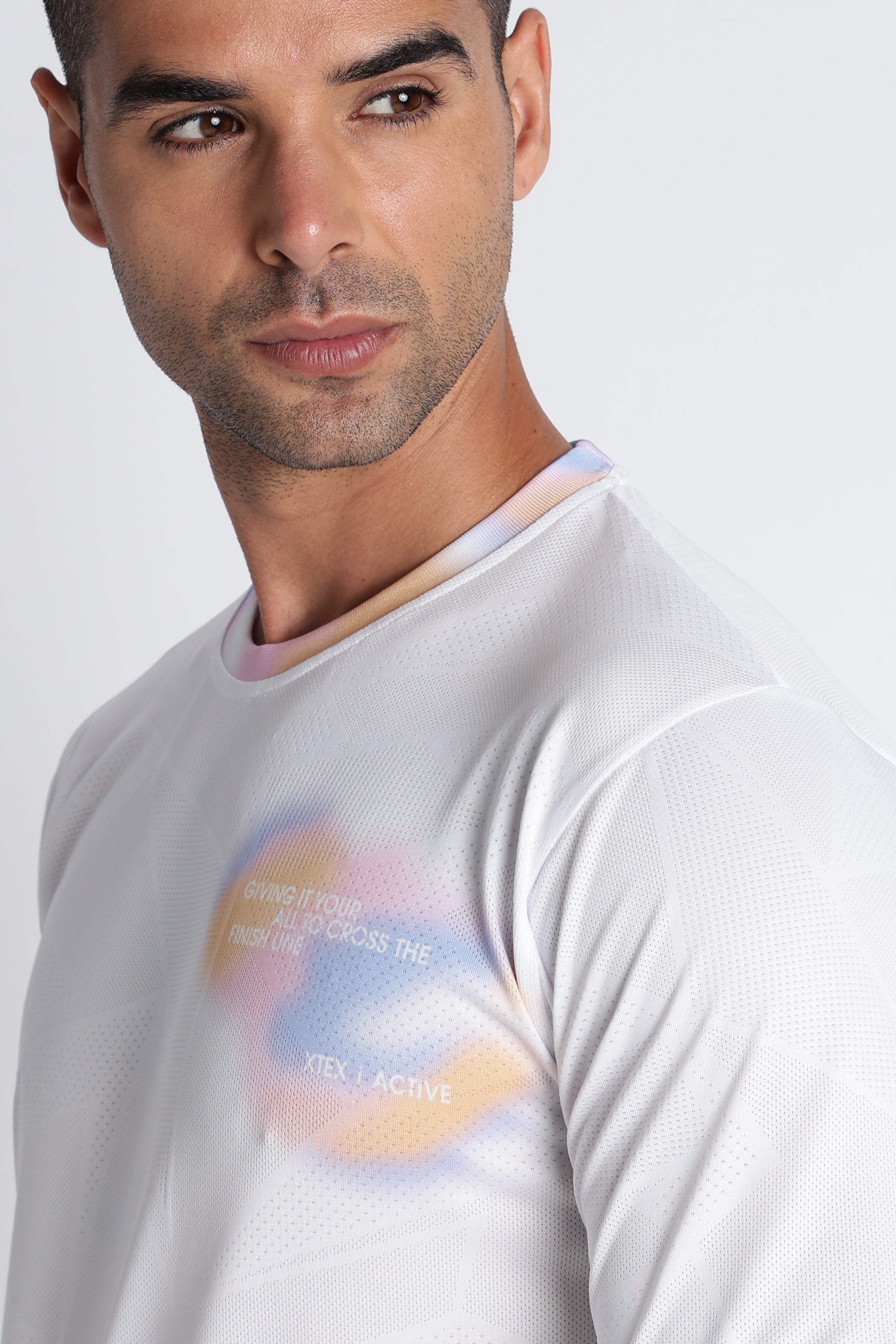 Men’s XTEX Active Performance Tee | Pastel Graphic Print Fitness Jersey