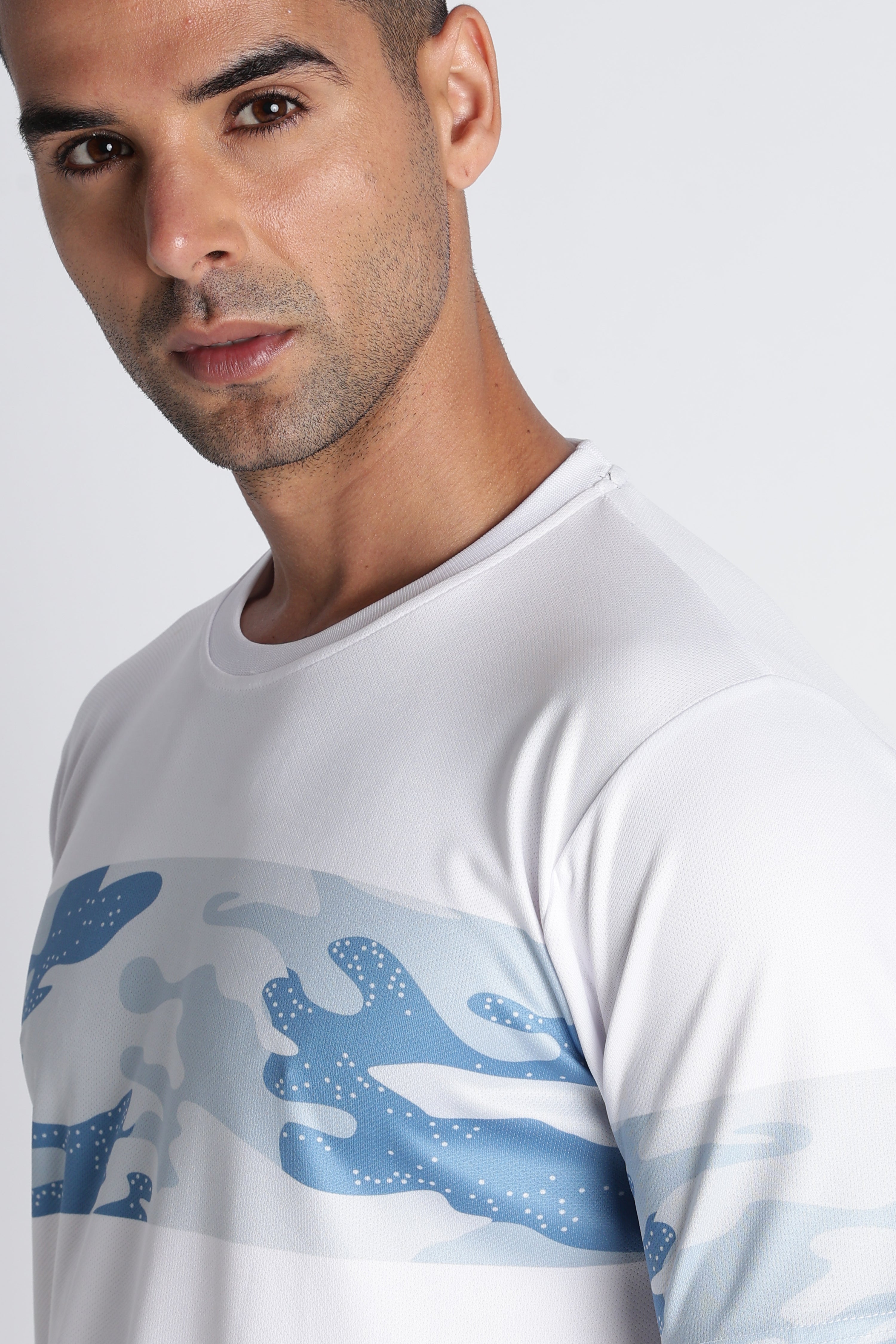 Men’s XTEX White Camo Performance Tee | Breathable Fitness Jersey