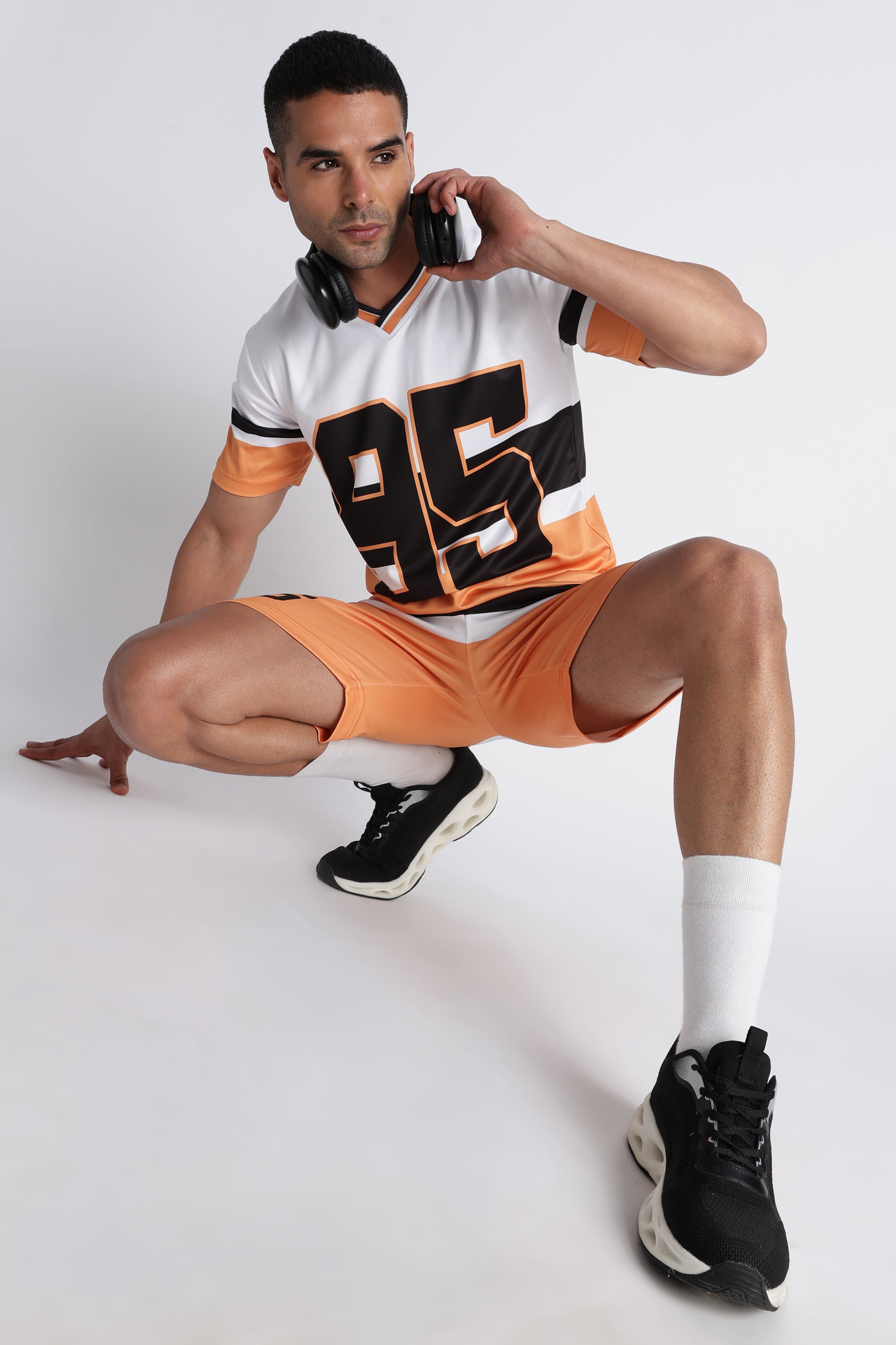 Men’s White 95 Sports Jersey | Orange Trim Athletic Wear