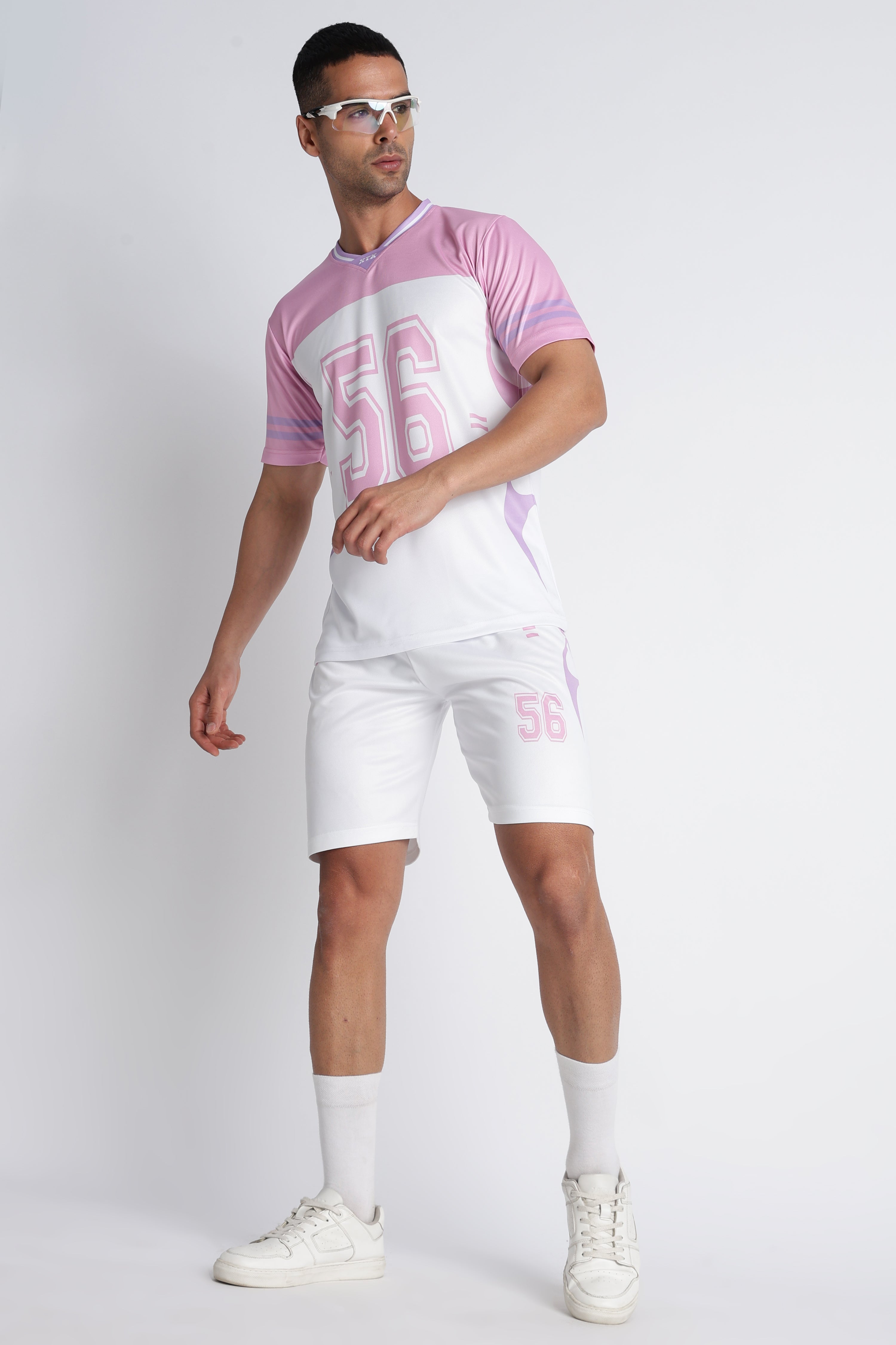 Men’s Pink 56 Sports Jersey | White & Pink Athletic Wear