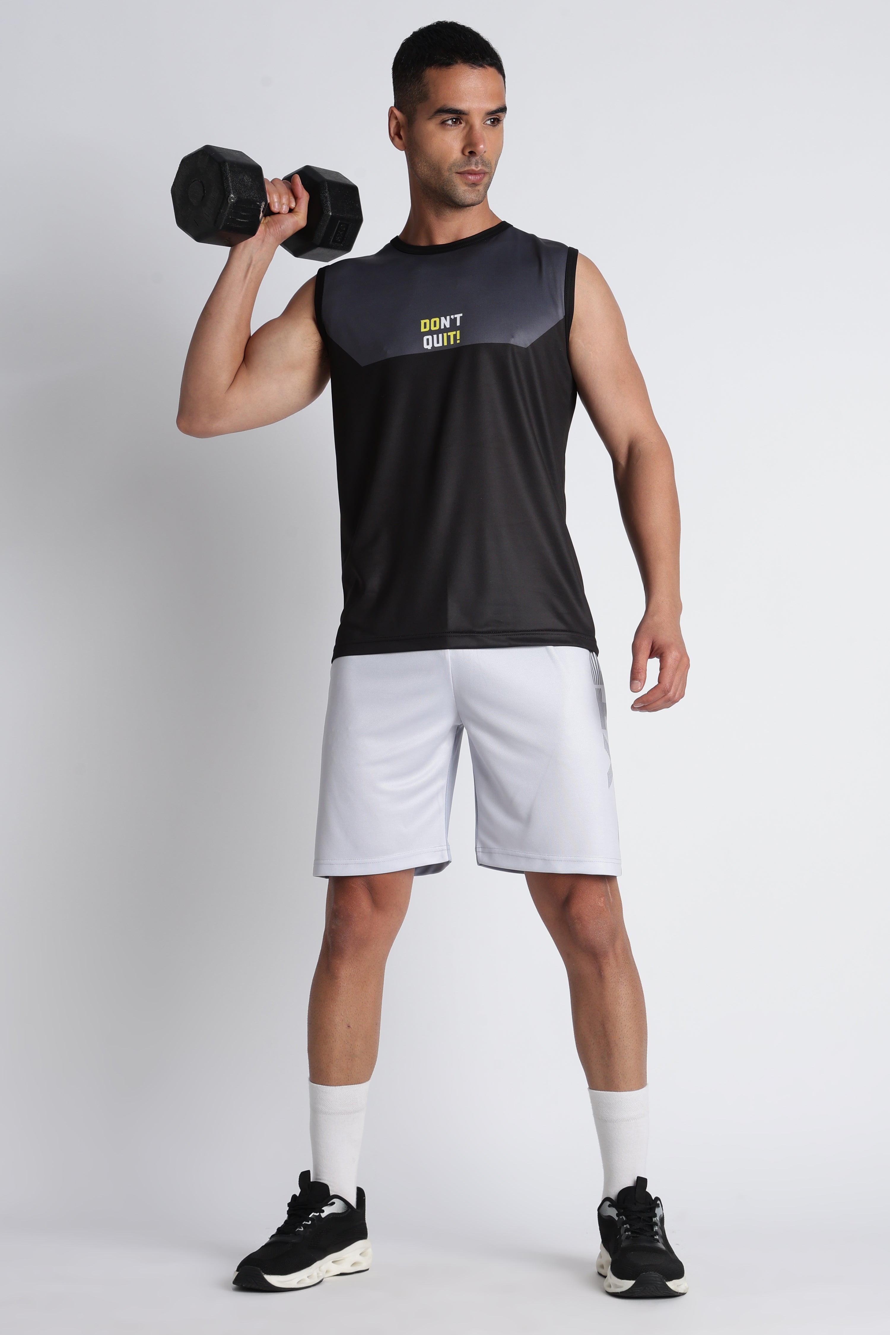 DON’T QUIT Men’s Gym Tank Top & Shorts Set | Strength Training Workout Gear