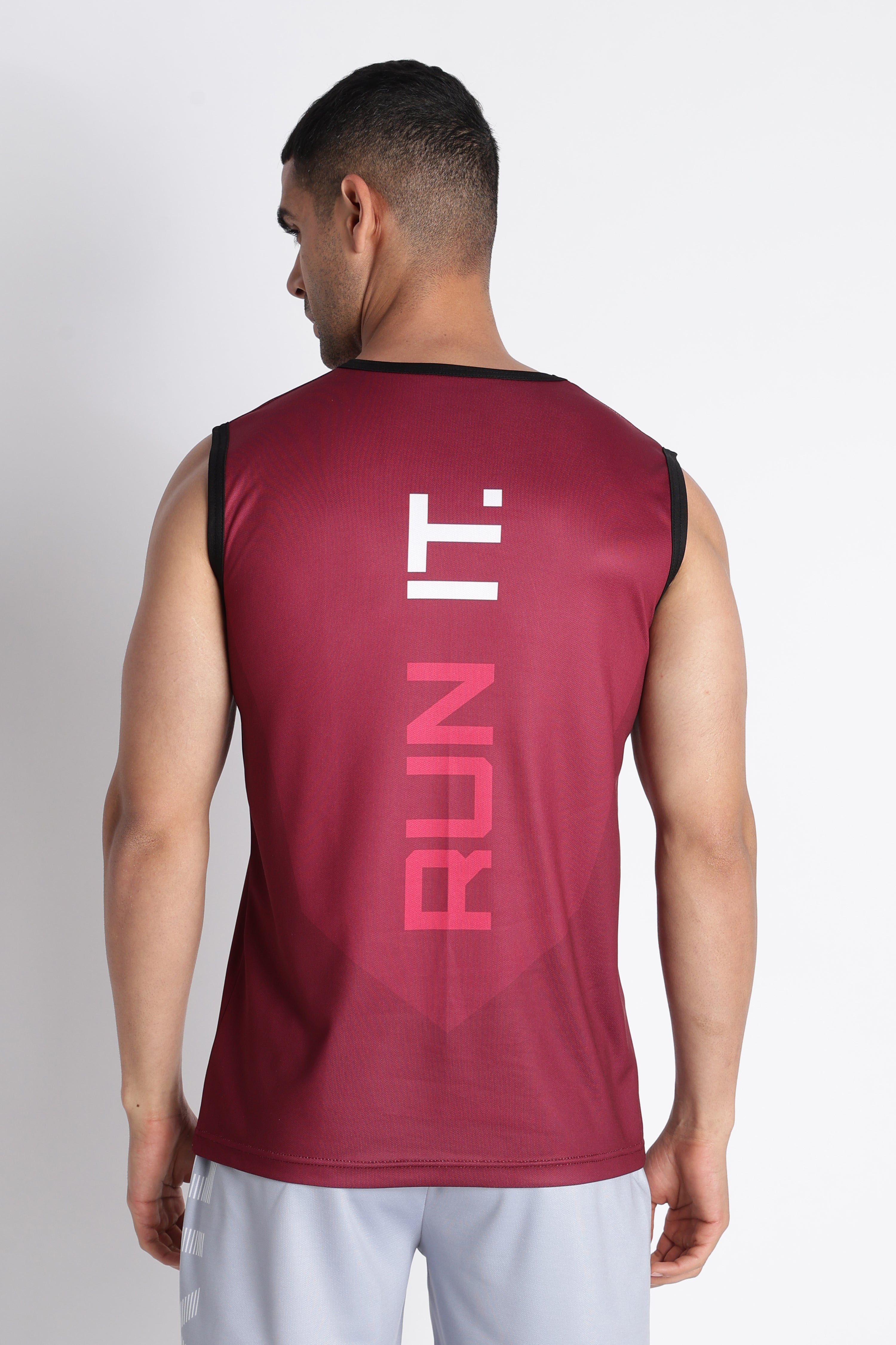Maroon RUN IT Tank Top | Men’s Gym Workout Sleeveless Tee