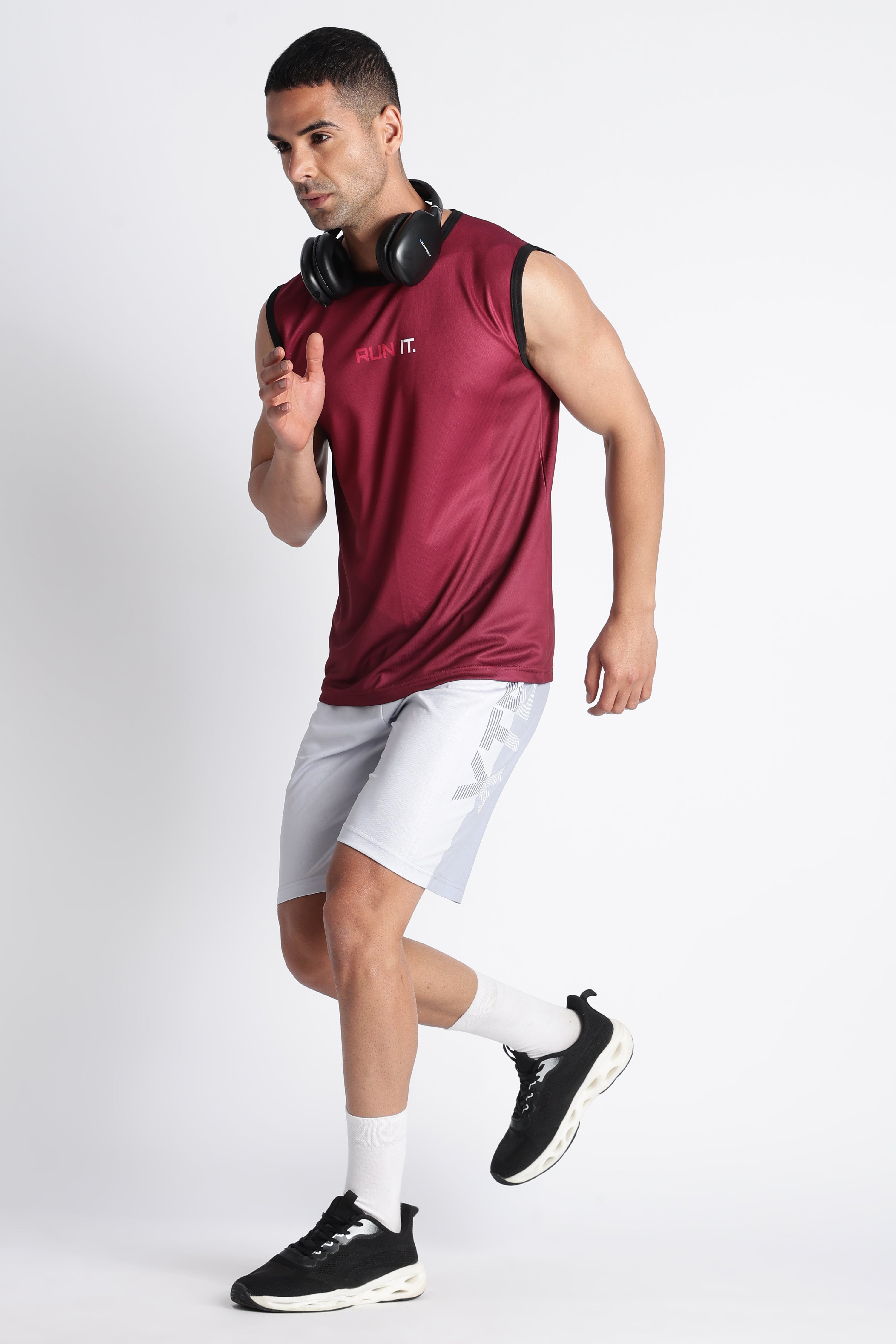 Maroon RUN IT Tank Top | Men’s Gym Workout Sleeveless Tee