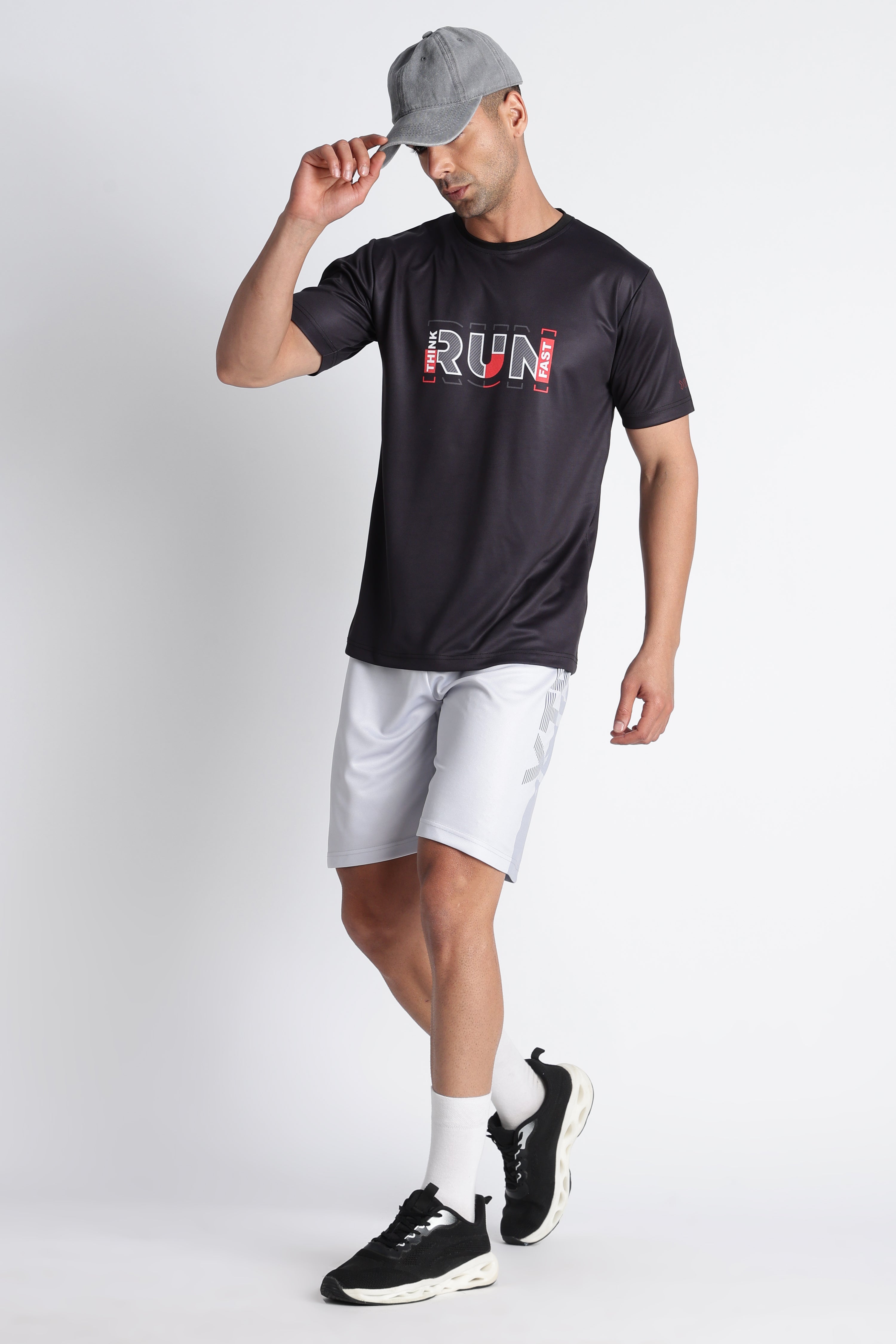 THINK RUN FAST Tee | Black Men’s Gym Workout T-Shirt