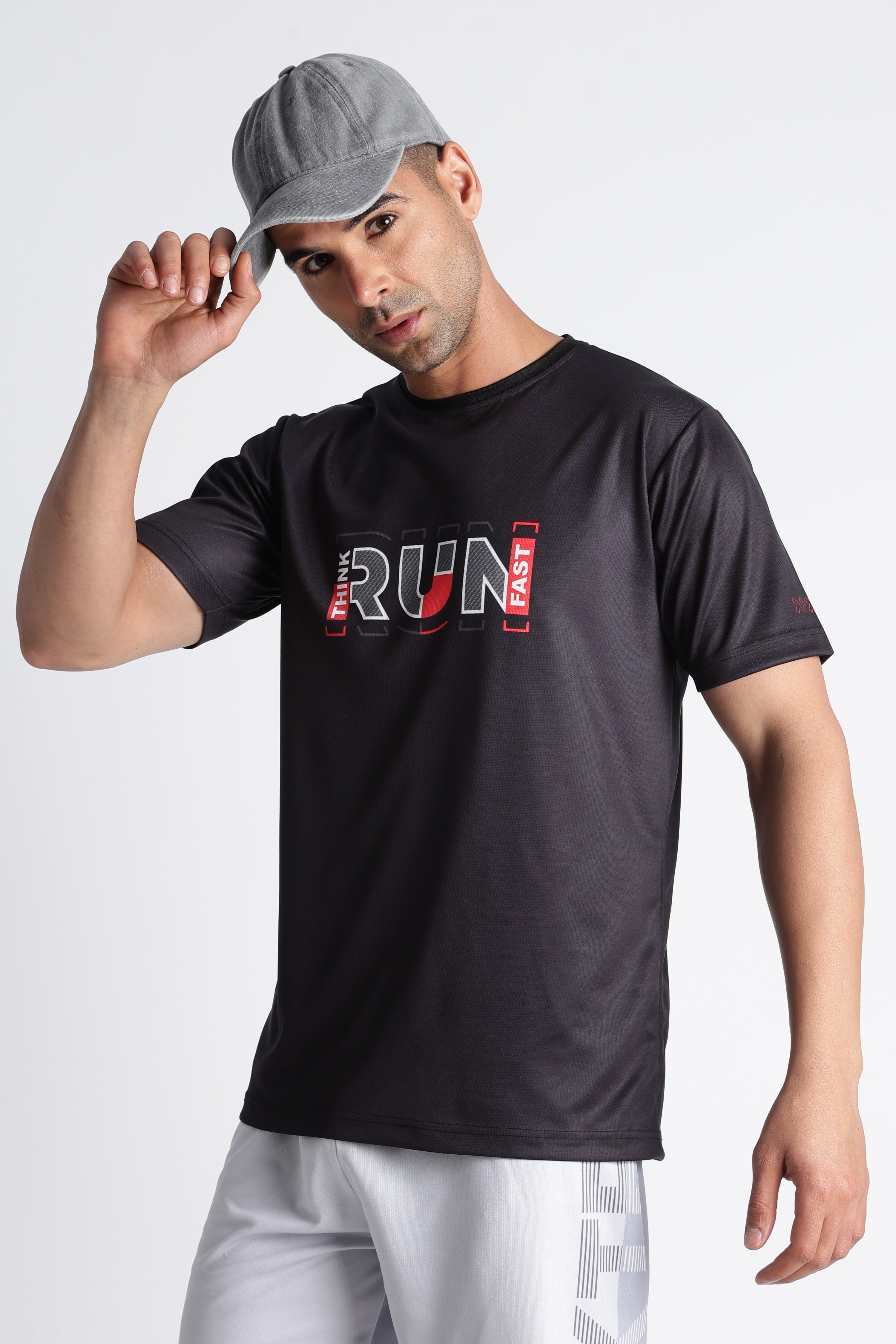 THINK RUN FAST Tee | Black Men’s Gym Workout T-Shirt