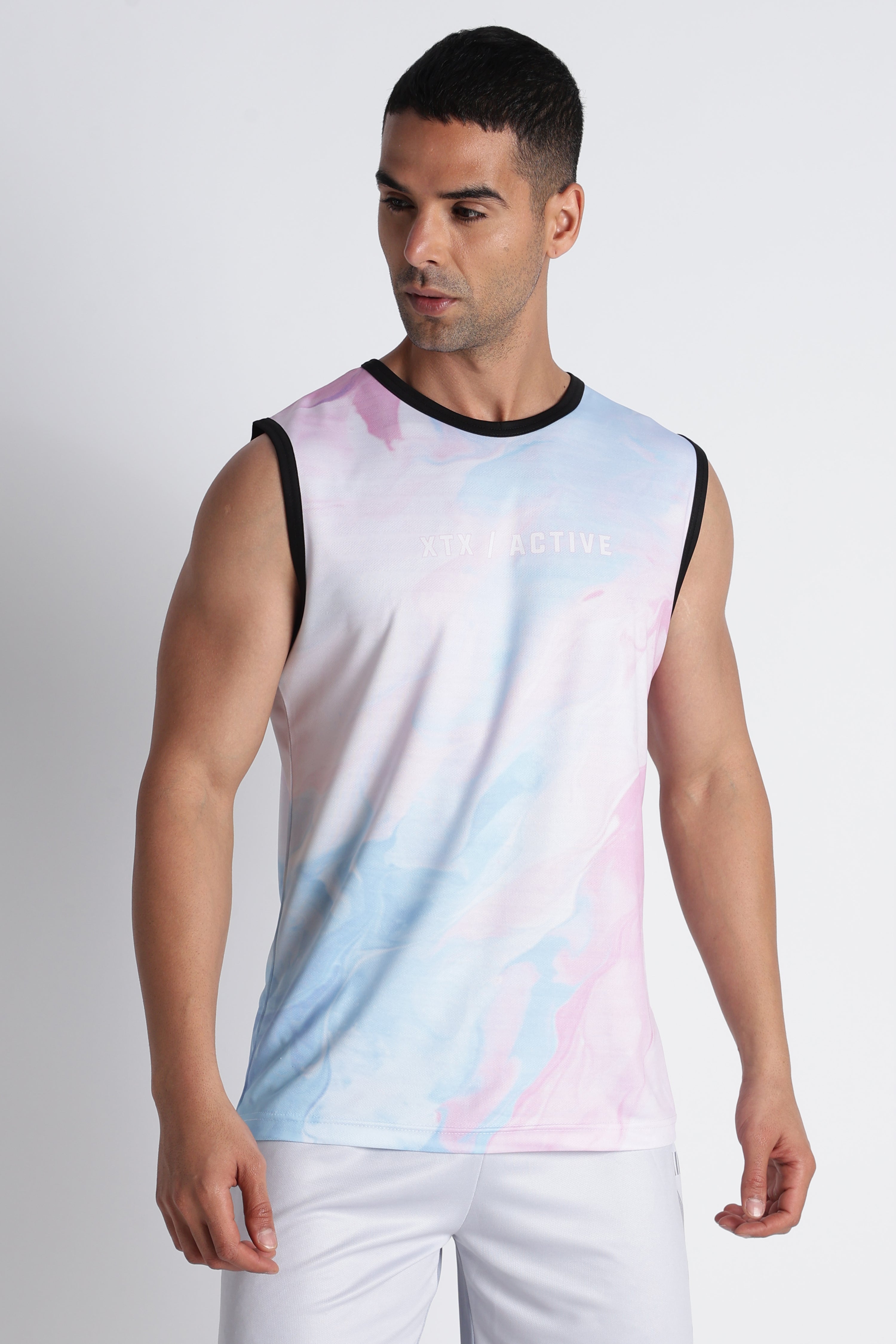 XTX Active Tie-Dye T-Shirt | Pastel Blue Pink Performance Tee