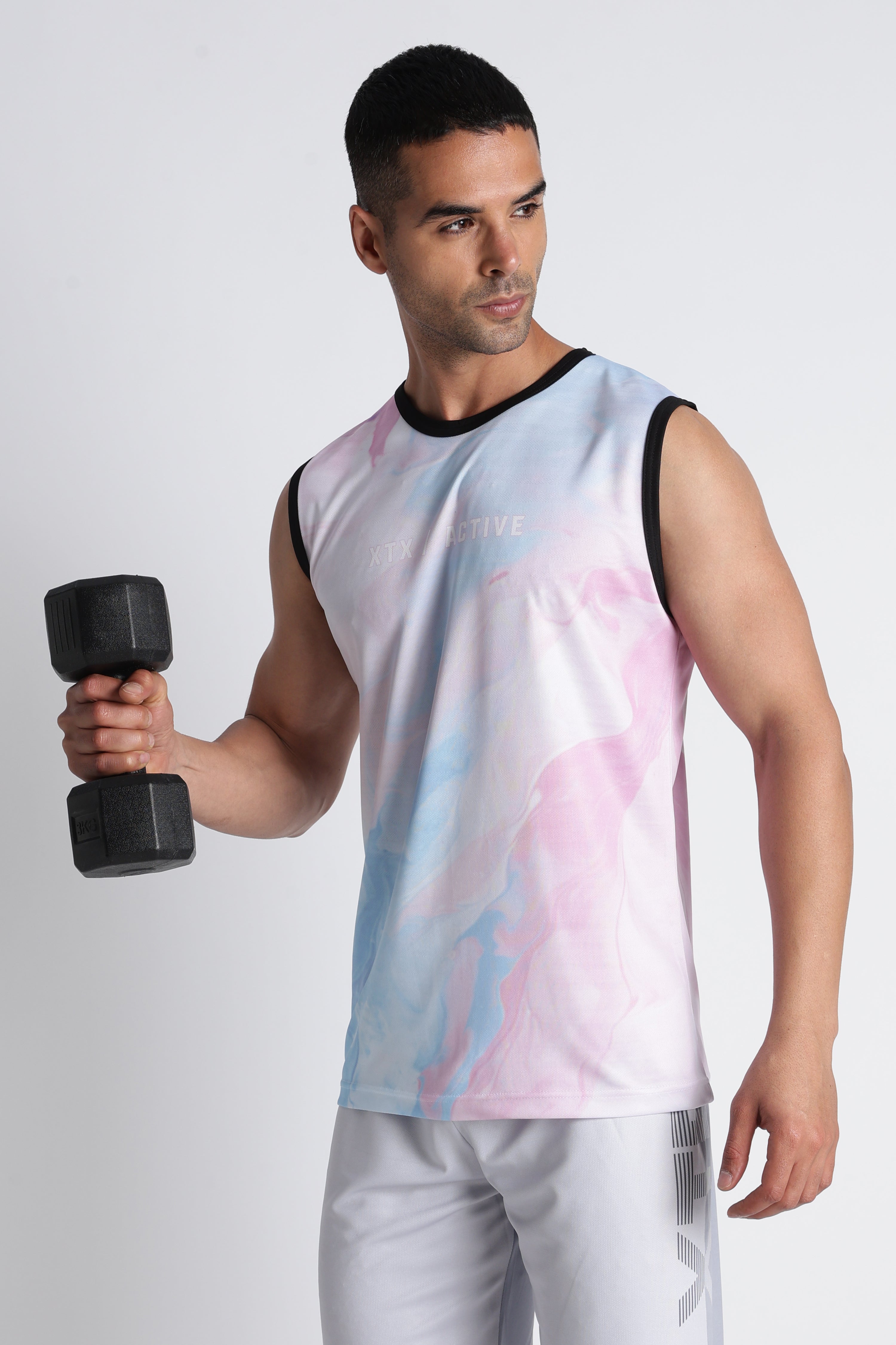 XTX Active Tie-Dye T-Shirt | Pastel Blue Pink Performance Tee