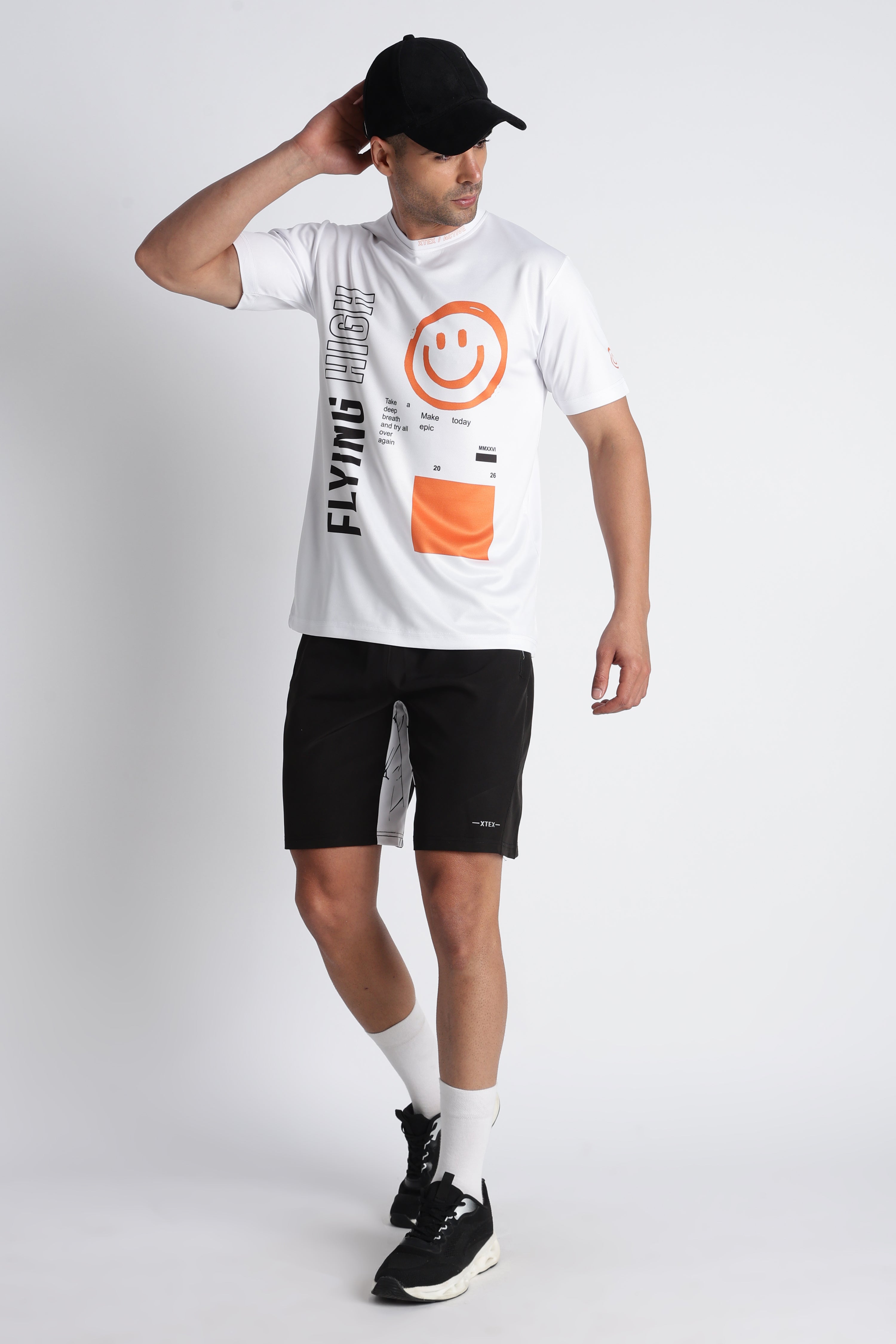 White Smiley Graphic Tee – Casual Active wear