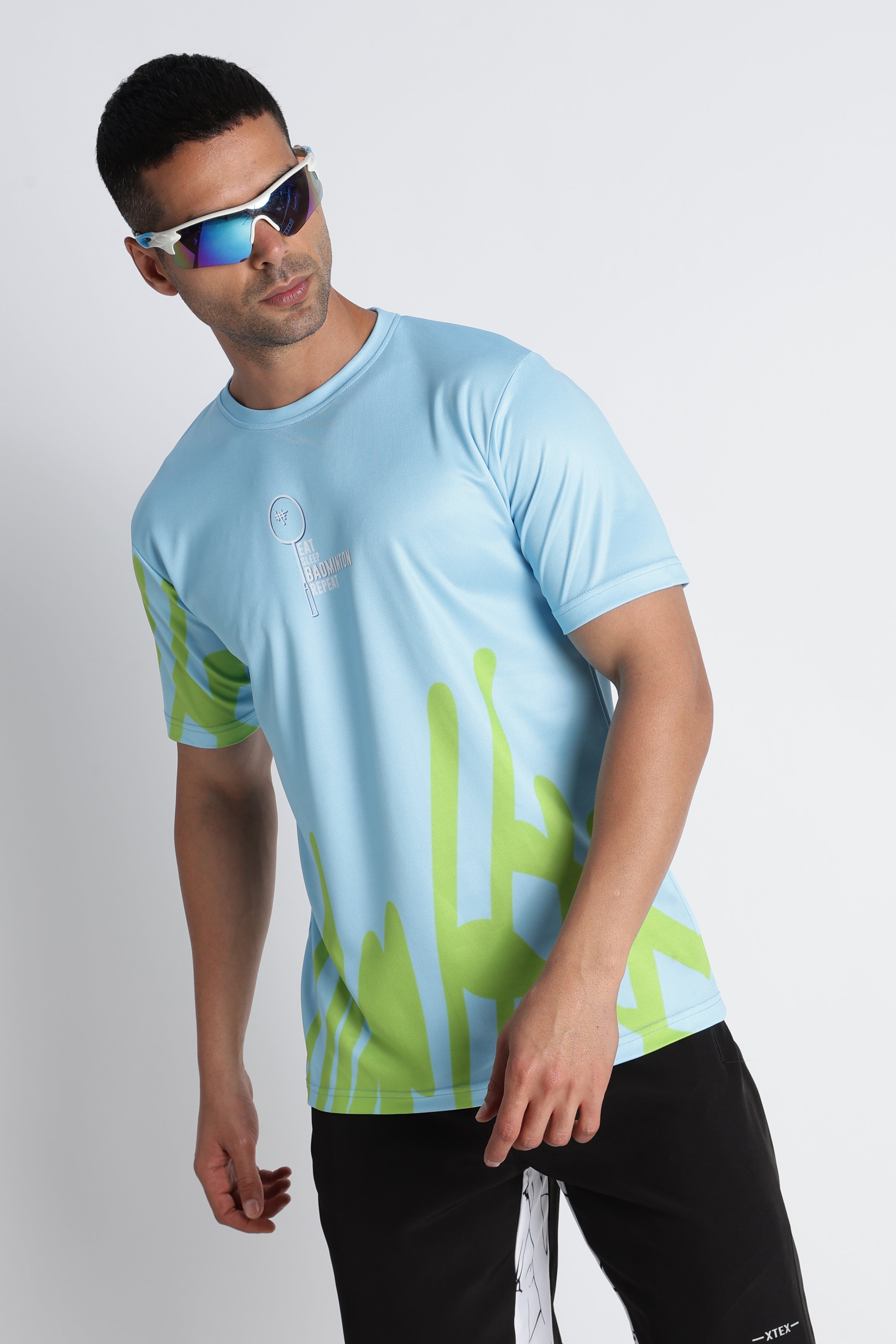 XTEX Abstract pattern sky Blue Badminton Jersey - UV protected